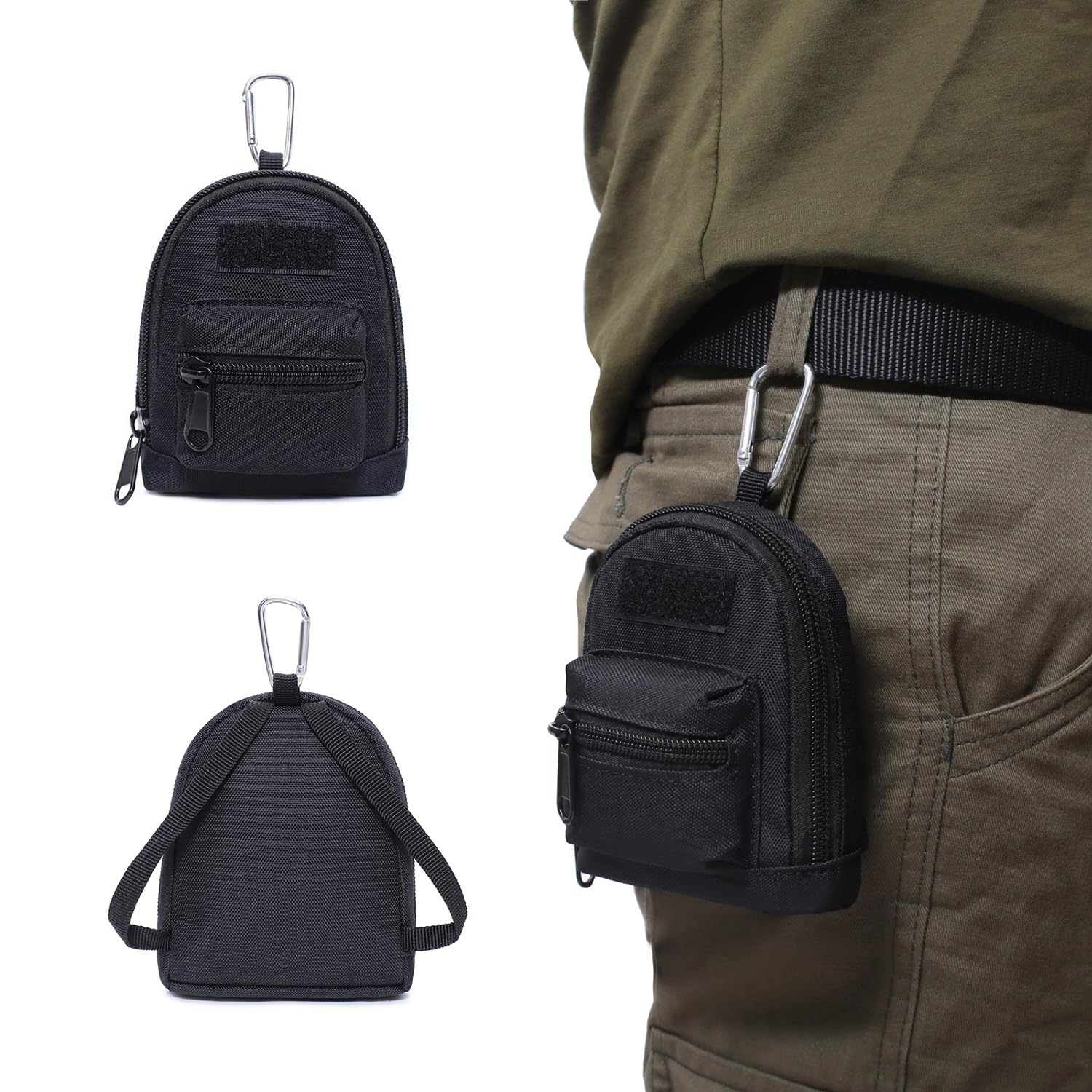 Tactical Compact EDC Pouch, Utility Zipper Pocket Organizer for Earphones, Keys, Coins, Cards & Daily Essentials, Small Pouch Accessories for Men, Black