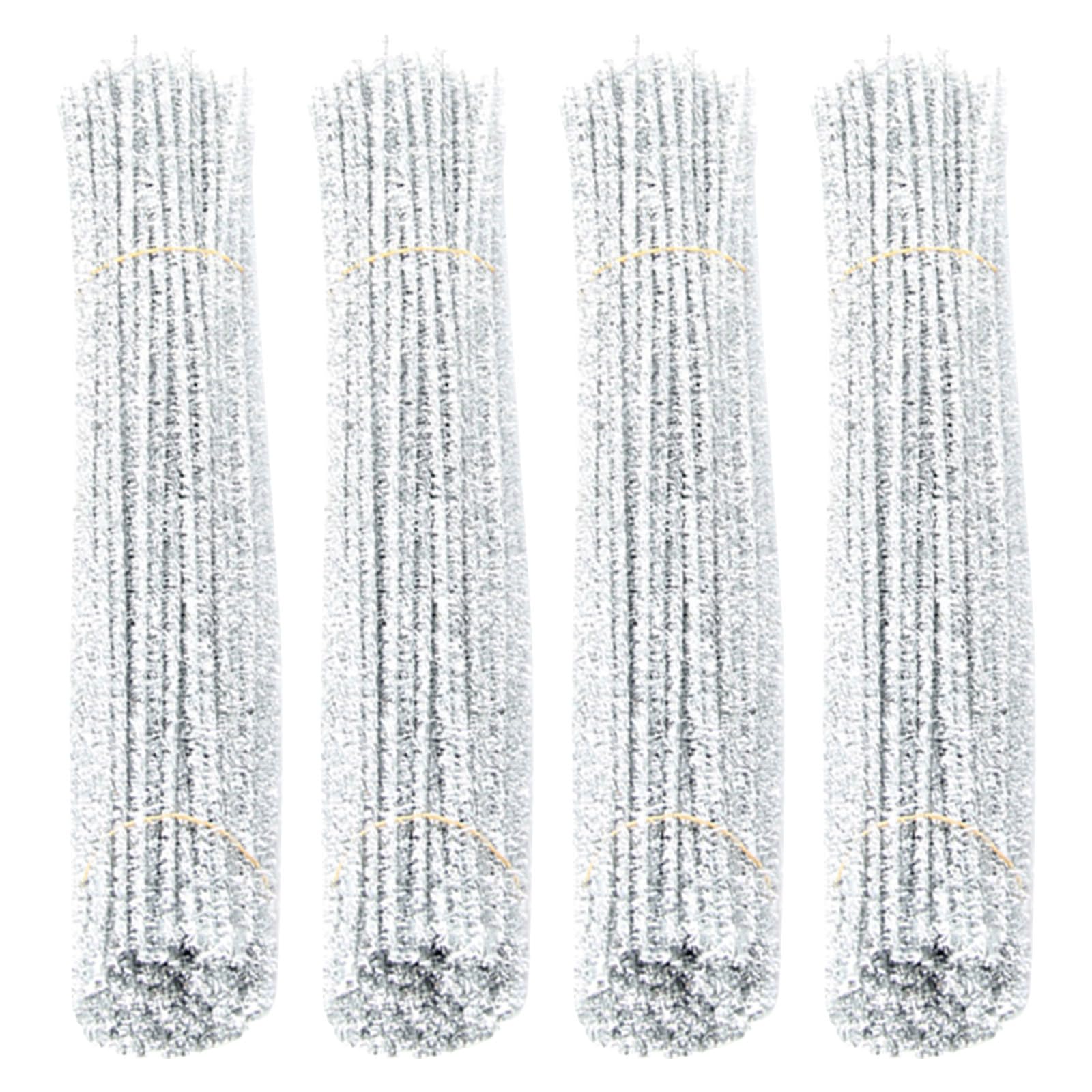 Limpiapipas con purpurina Healeved de 6mm y 12 pulgadas para manualidades navideñas de plata 8