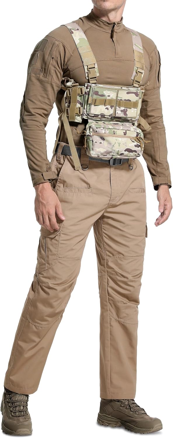 Men's Tactical Pants Water Resistant Ripstop Cargo Pants Outdoor Lightweight EDC Hiking Work Construction Pants