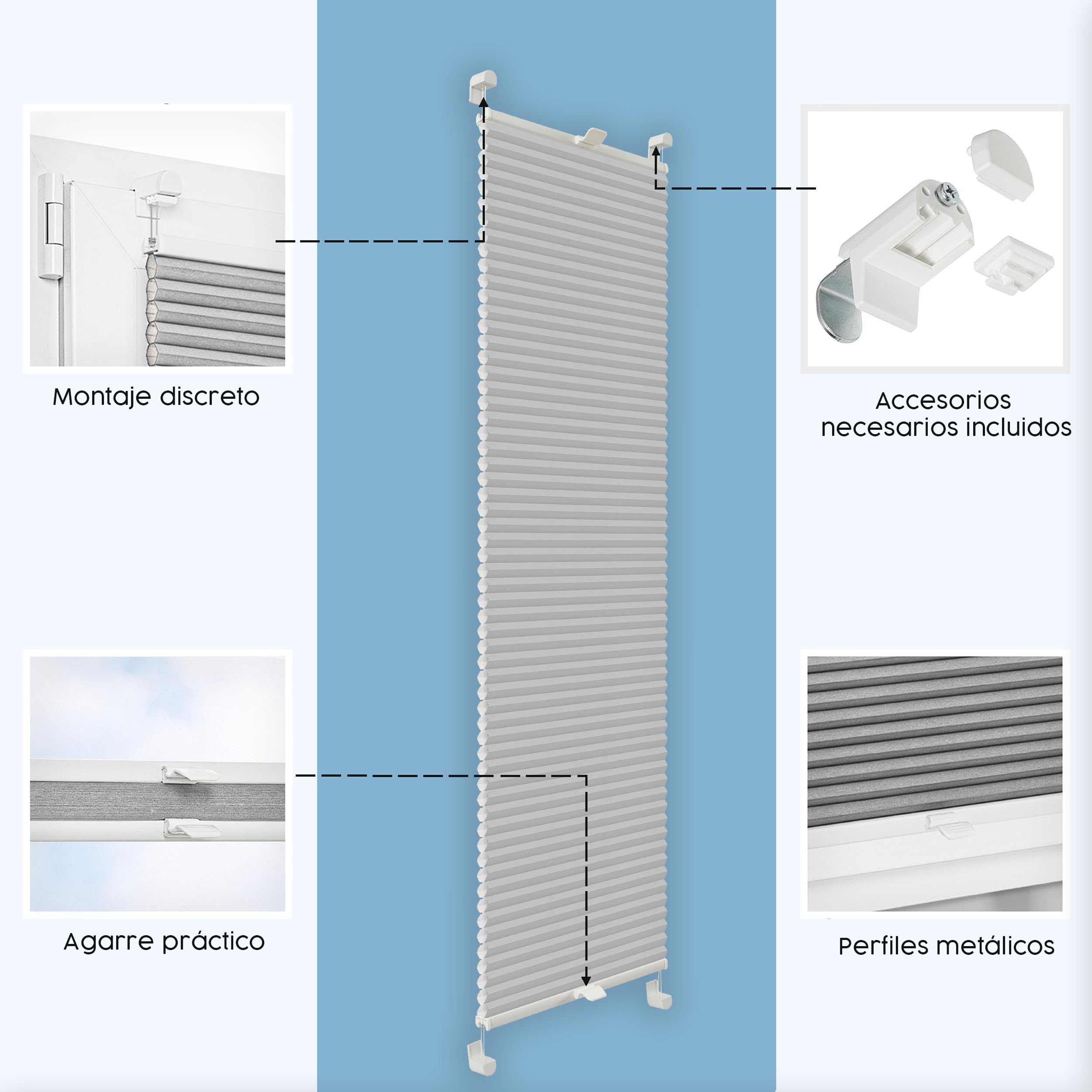 Concept Blinds Estor XL Panal Opaco A Medida Sin Perforar W20-170 H20-240cm