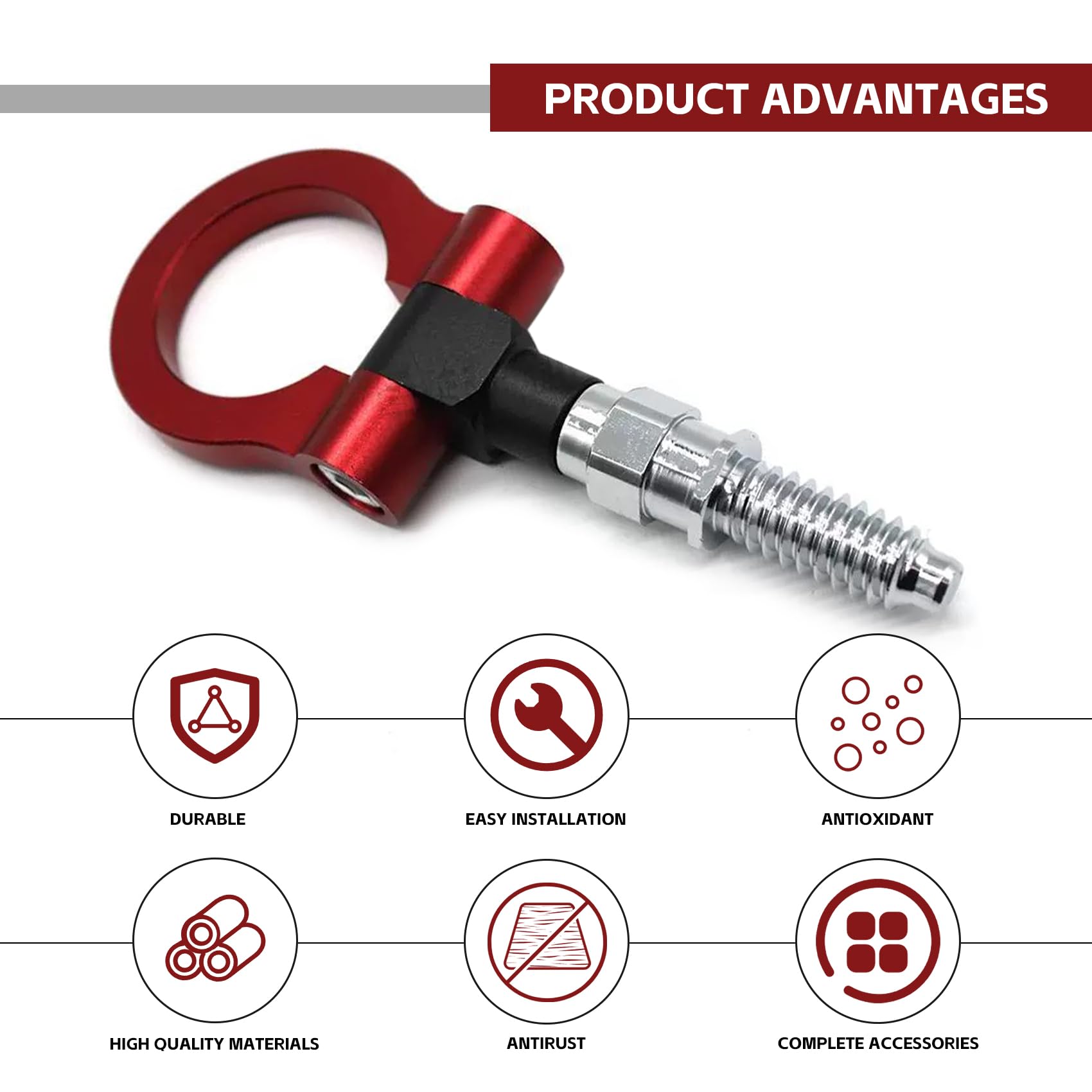 NTNEV Universal Screw-on Tow Hook - Heavy Duty Metal For Truck