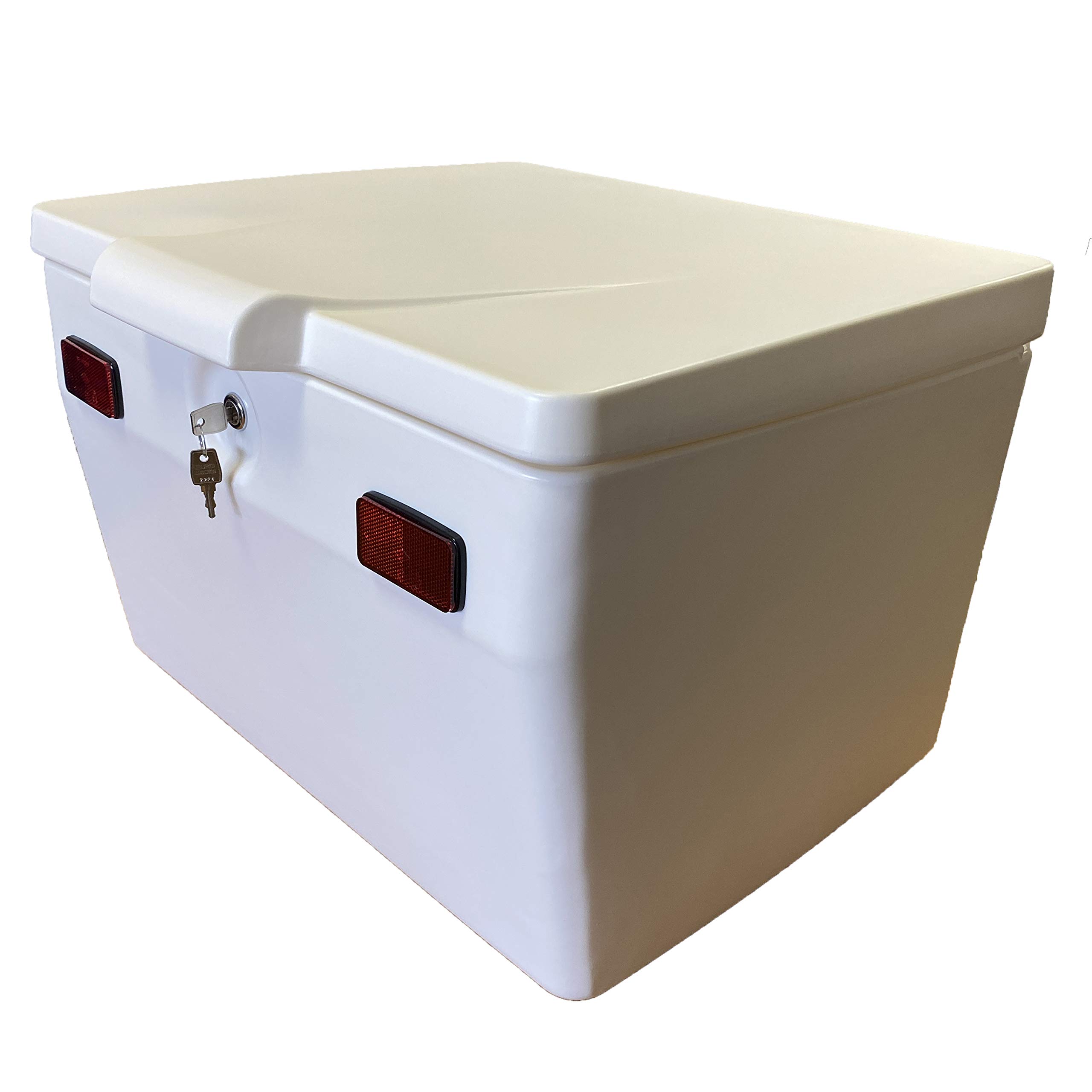 Cofre Portaequipajes Moto Ciclomotor Quad de Fácil Montaje, Cajón Gran Capacidad Apto para Alimentos, Baúl con Llave para Moto, 120 litros, Caja Baúl Moto (Color Blanco)