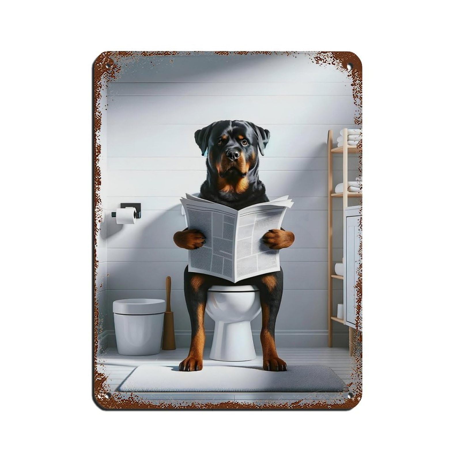 Lxwnze 30L X 40W Cm Rottweiler, Funny Bathroom Decor（1） Tin Sign Vintage Metal Pub Club Cafe Bar Home Wall Art Decoration Poster Retro 12X16inch(30X40cm)