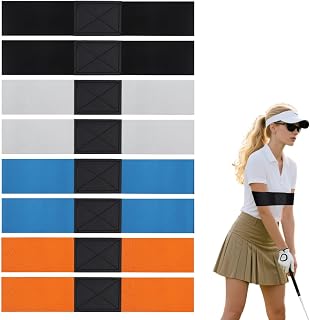 8 Pack Golf Swing Arm Bands, 4 Color Elastic Swing Correcting Trainer Bands, Golf Swing Training Aid for Golfers Beginners