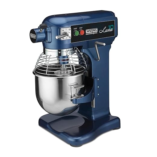 Waring Commercial WSM10L 10 qt Countertop Planetary Mixer 3/4 hp, 120v, 450W, 5-15 Phase Plug, Blue