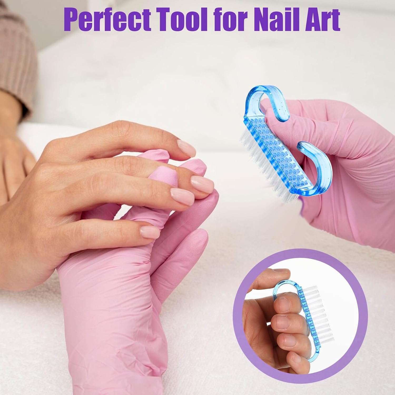 JJUNW 20Pcs Nail Cleaning Brush, Nylon Nail Cleaning Brush, Handle Grip Nail Brush Fingernail Brush Cleaner Kit for Toes and Nails