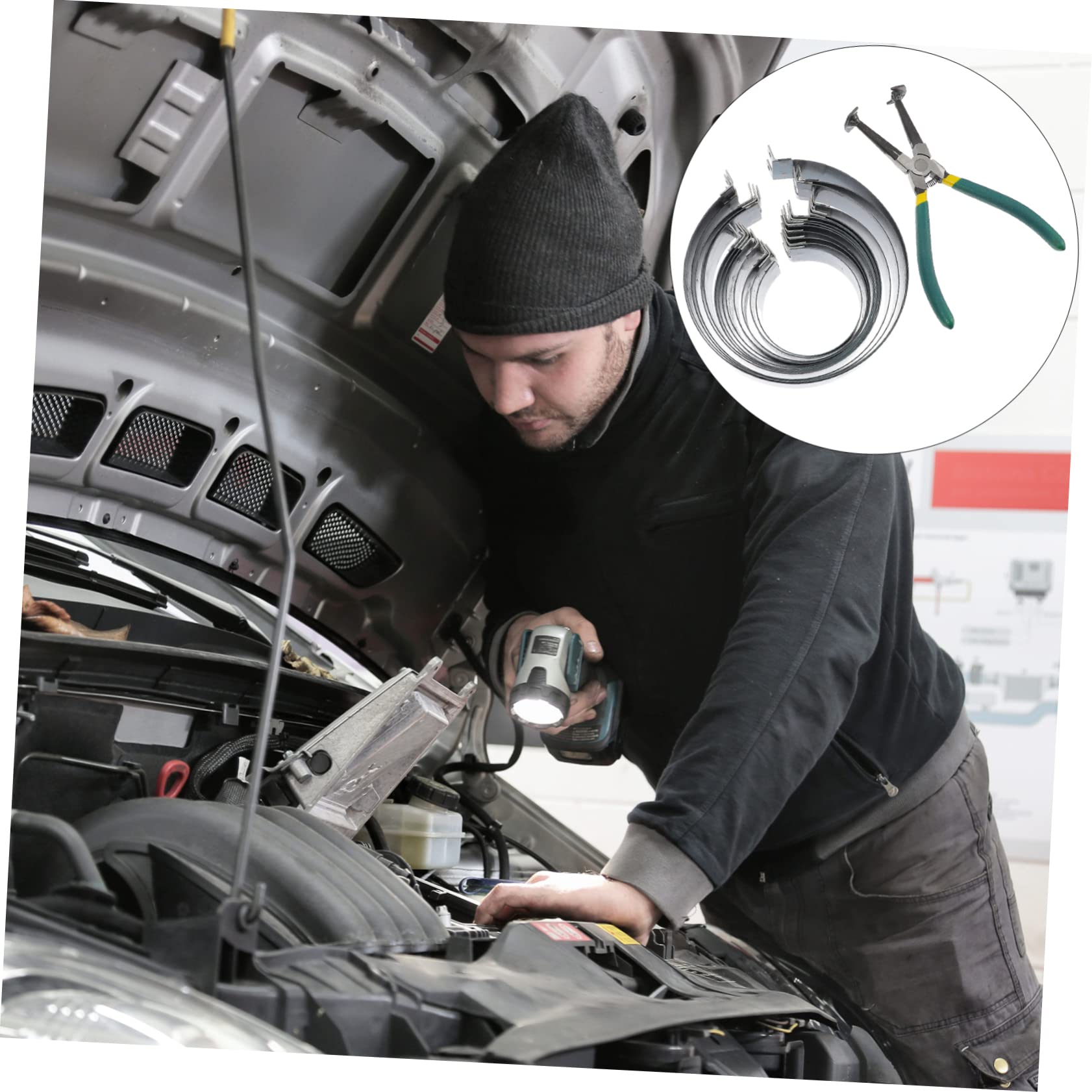 Mikinona 1set Compressore Anelli Pistone Per Motori Auto e Strumento Carbonio Con Pinze Per Installazione Cilindri