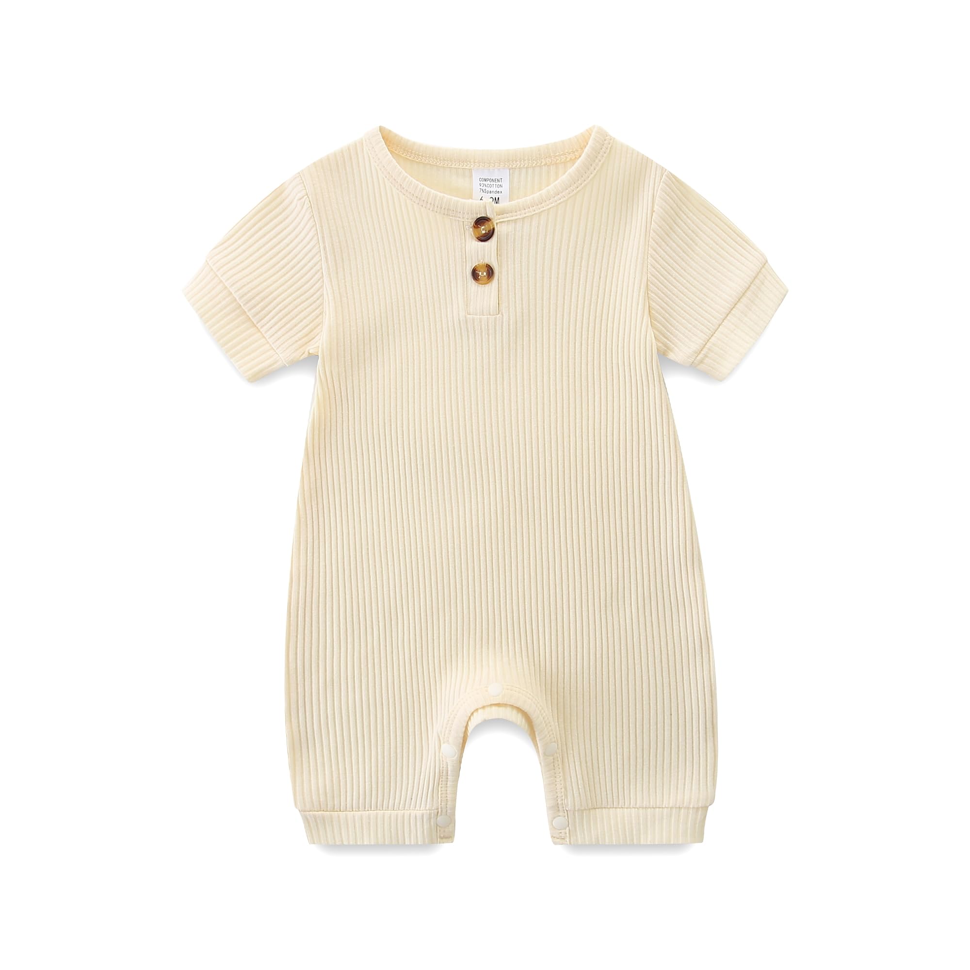 Unisex Newborn Baby Romper Ribbed Onesie Infant Long/Short Sleeve Jumpsuit