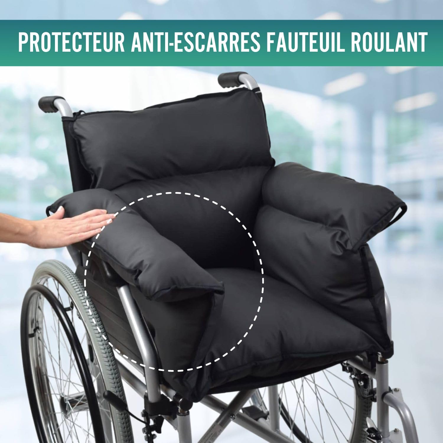OrtoPrime Protecteur Coussin Anti-escarres pour Fauteuil Roulant + Coussin Anti Escarres pour Fauteuil - Prévient Les Ulcères de Pression et Augmente Le Confort - Coussin Coccyx de Siège Orthopédique