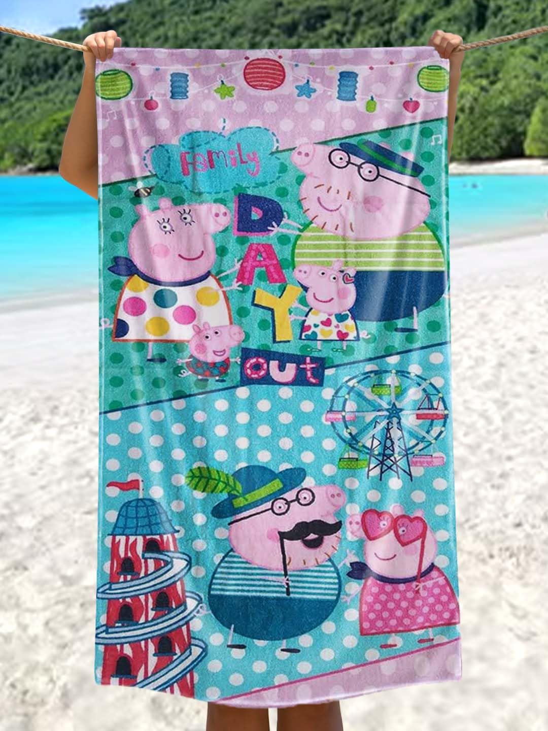 Athom Living Peppa Pig Day Out Kids Bath Towel 350 GSM 60x120 cm