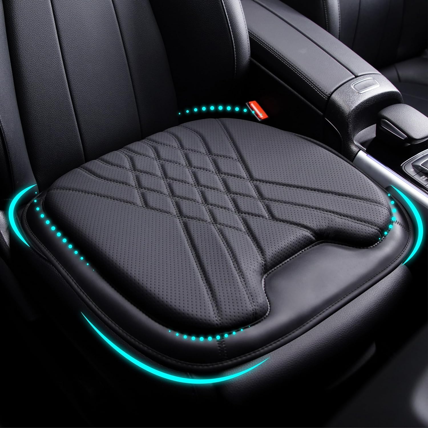 NALACAL Car Seat Cushion, Premium Car Seat Cushions for Driving, Auto Seat Cushion, Premium Wedge Memory Foam Car Cushions for Driving, Seat Pad Works with 95% of Vehicle, Office, Leather & Black