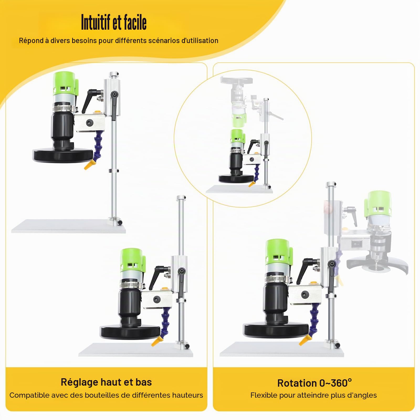 SHZICMY Coupe-bouteille électrique en verre, 150 W, vitesse réglable 2000-6000 tr/min, kit de coupe-bouteille pour bouteilles de vin/verre de mer/artisanat, pot de fleurs à faire soi-même