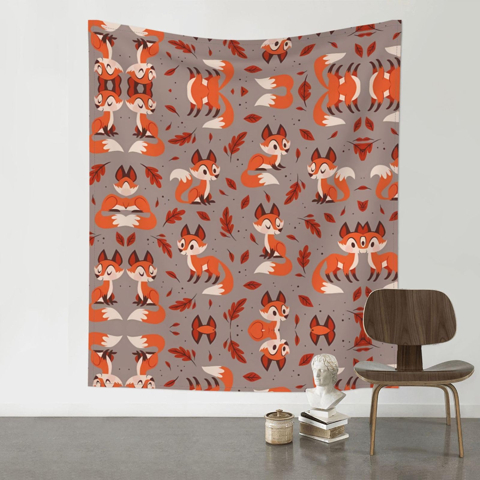 YYHWHJDE Fall Fox Prints Wall Tapestry 60x51in - High-Grade Polyester Throw Blanket for Bedroom, Dorm, Beach & Picnic Decor
