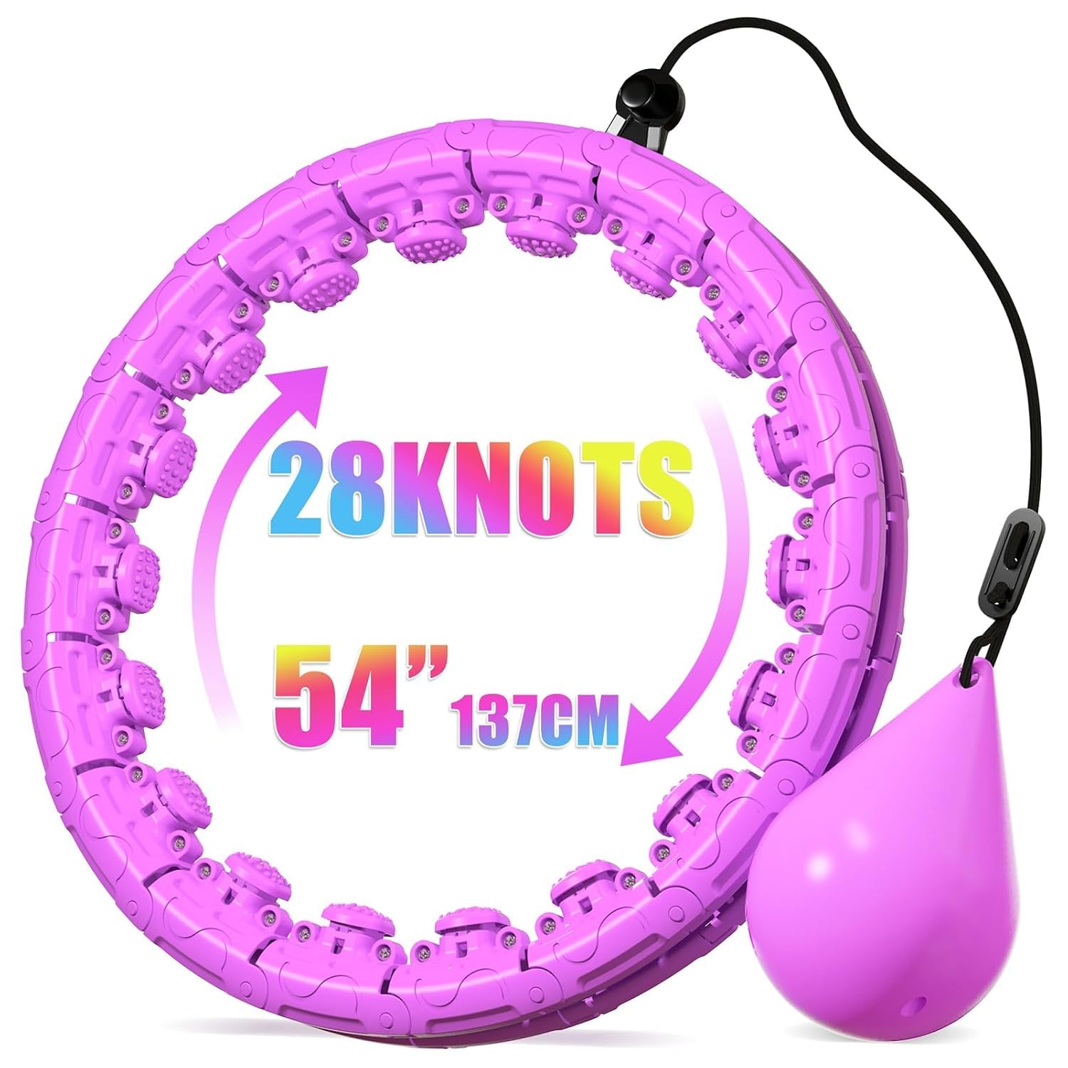 ABUDIT Weighted Hula Infinity Fitness Hoop for Adult Weight Loss, 2 in 1 Smart Fitness Workout Hula Circle Hoops with 28 Detachable Knots, Exercise Fit Hoop Suitable for Women and Beginners (Purple 1)