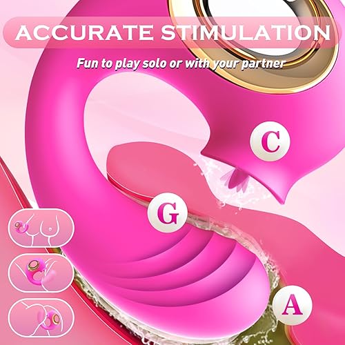 Vibrador de punto G juguetes sexuales para adultos para mujeres - 12 vibrador de lamido de lengua y 12 vibrador de empuje con consolador, vibradores