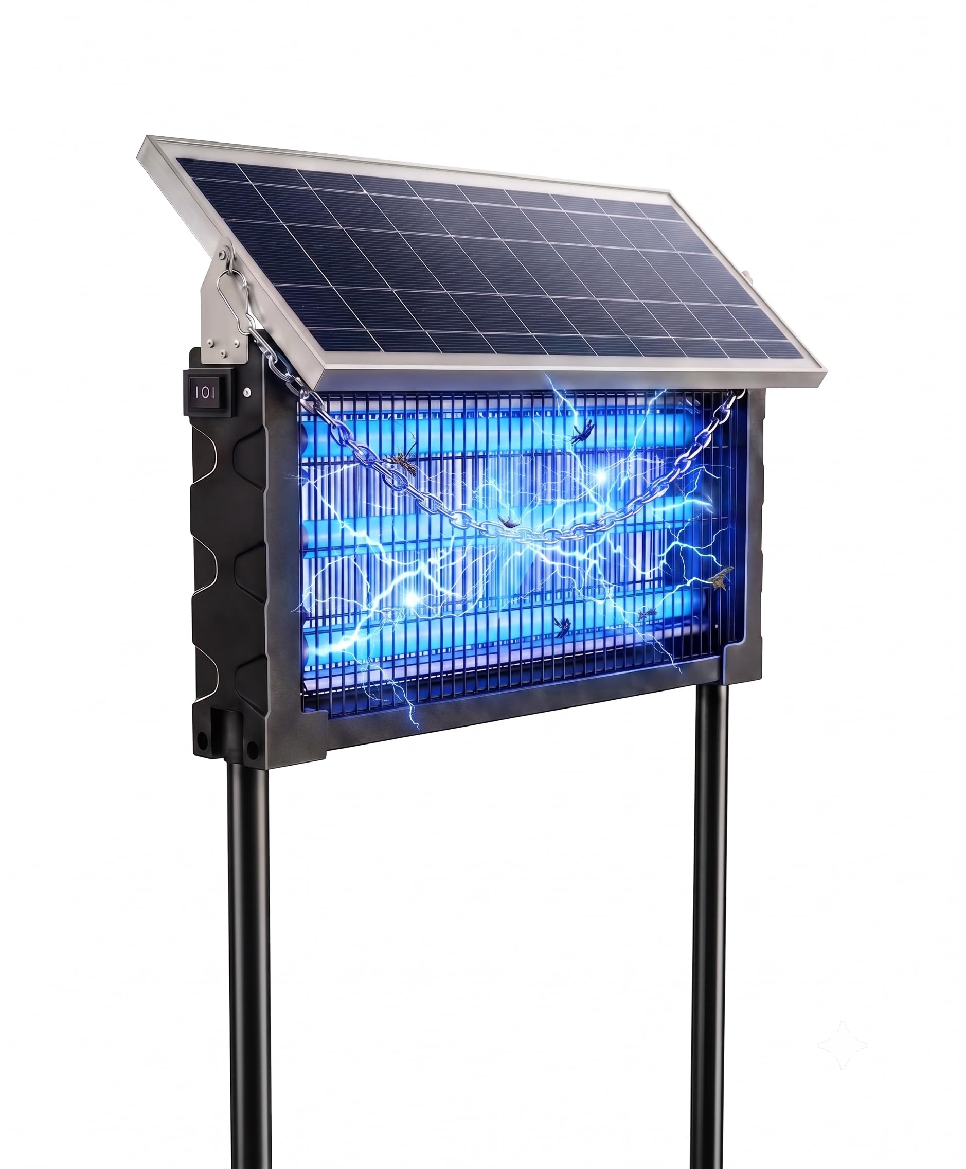 Solar Bug Zapper Outdoor, Moskito Zapper 3000V Kabellos Wasserdicht, Elektrische Mückenfalle Fliegenvernichter Killer für Terrasse Garage Hof Camping