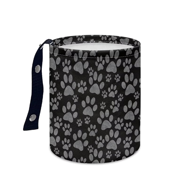 Lixeira automotiva dobrável Brosoneto com alça ajustável e estampa Dog Paw Black, 3 L