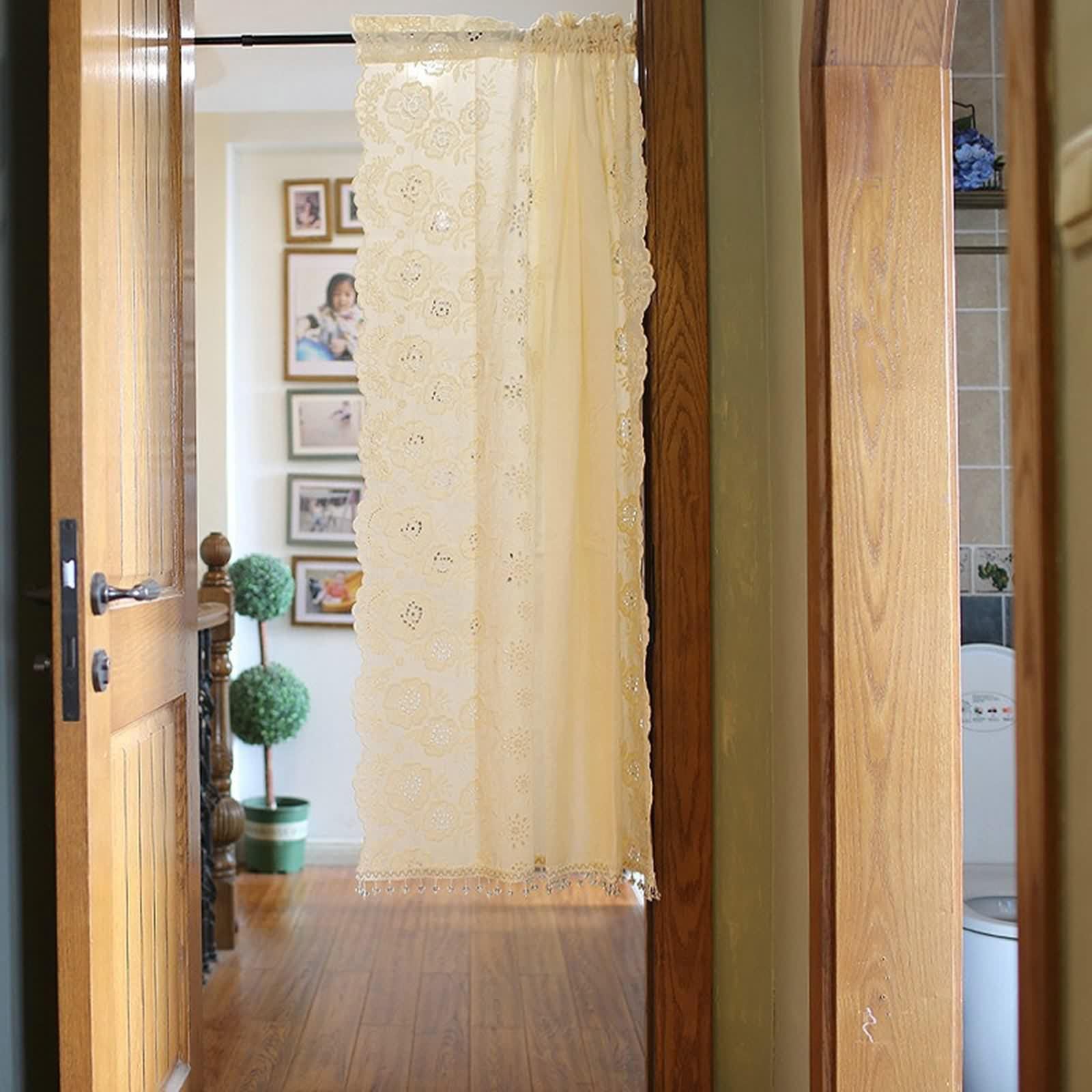 Zazdrostki do jadalni, zazdrostki, krótkie, beżowe, bawełniane, lniane, bistro, haftowane, z kwiatowym wzorem, 1 sztuka, szer. 127 x wys. 110 cm