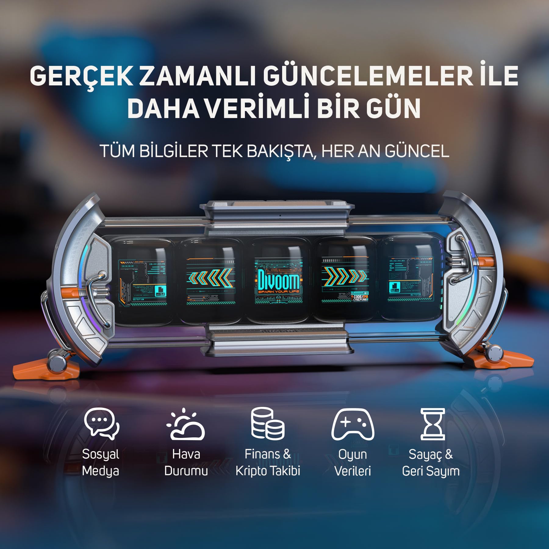 キング　Divoom Times Gate Divoom Times Gate Pixel Art Bilgilendirici Ekran, WIFI 5 adet 128