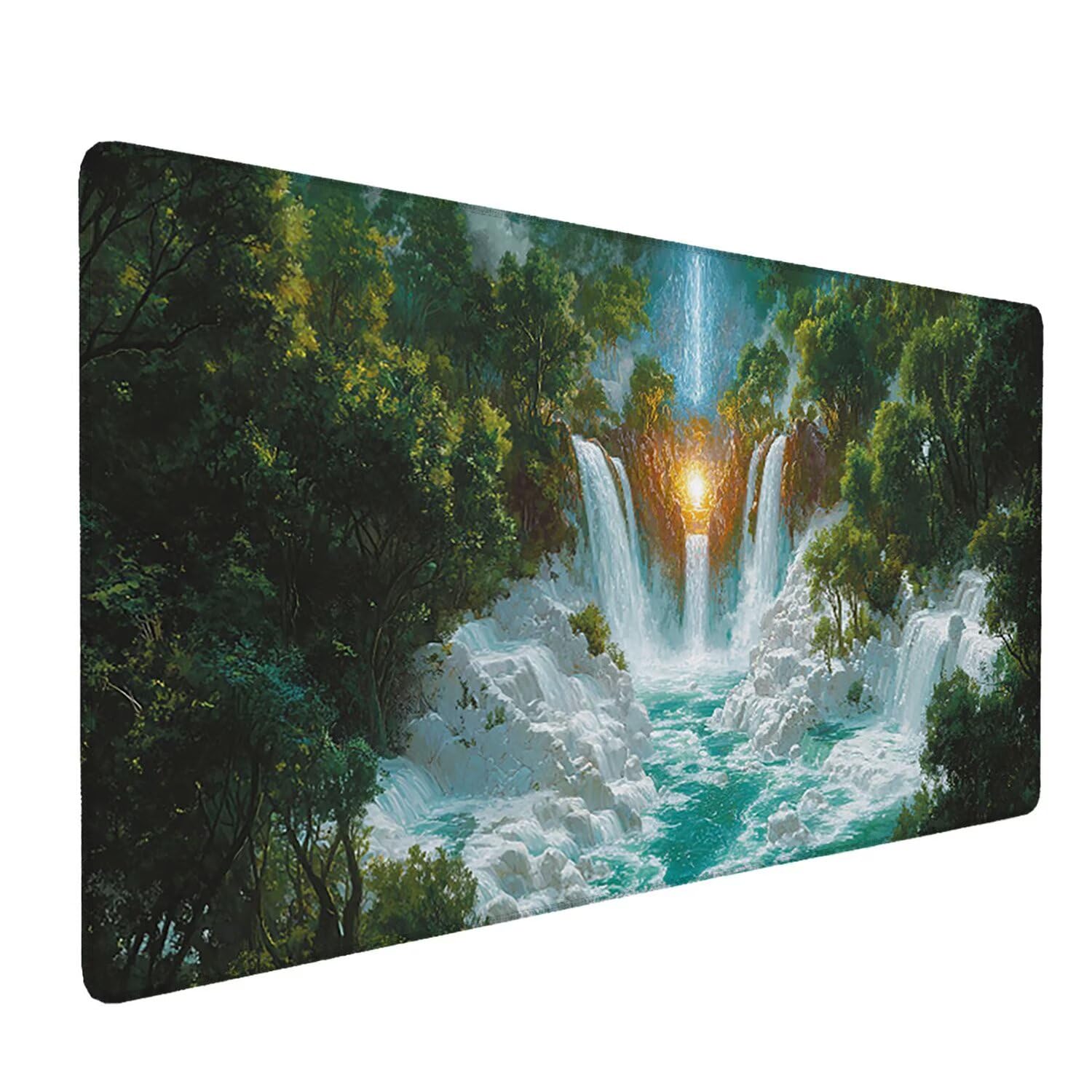 Podkładka pod mysz, podkładka pod mysz do gier na biurko do gier wodospady las podkładka pod mysz 1200 x 600 mm duża podkładka pod mysz biurkowa biurko, odpowiednia do notebooków i komputerów