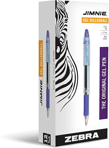 Zebra Pen Jimnie Roller Ball Stick Bolígrafo de gel, punta media, 0.028 in, 12 unidades, Azul disponible en Yaxa Colombia