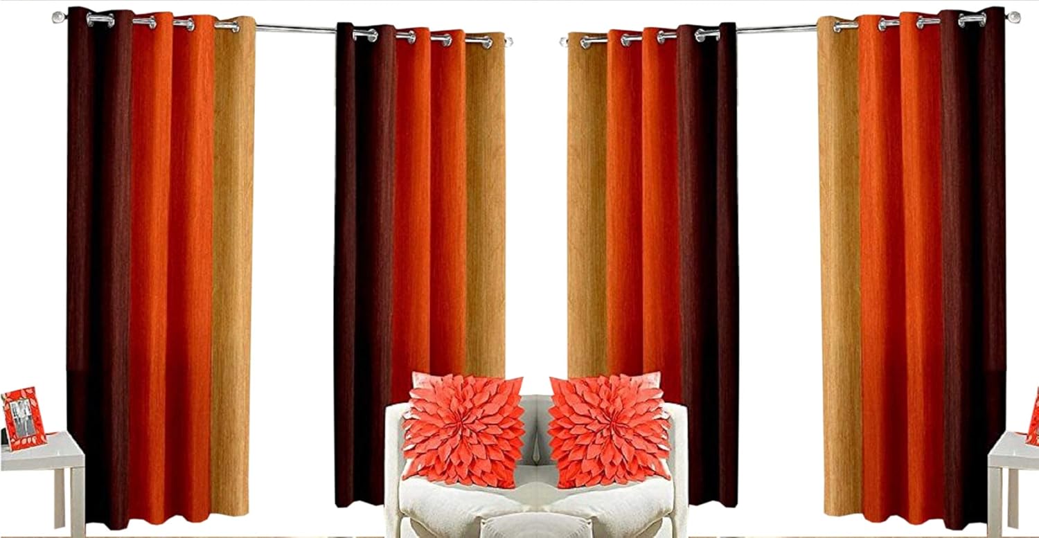 Buy Swisston Fab Long Crush Solid Door Curtains_Orange_7ft (Set of 4