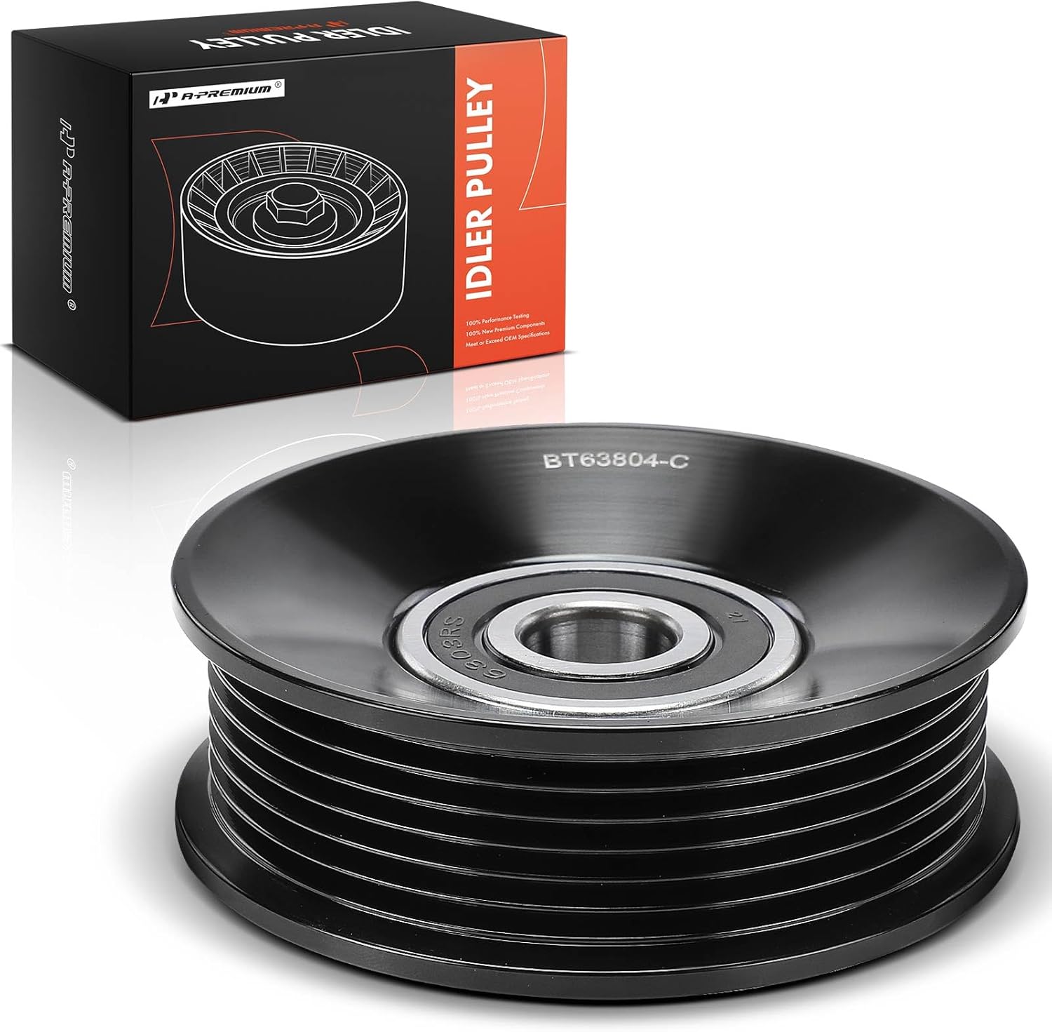 A-Premium Belt Idler Pulley Compatible with Ford F-150, F-150 Heritage, Explorer, Mustang, GT, Excursion, Expedition, Explorer Sport Trac & Jeep Wrangler & Lincoln Navigator