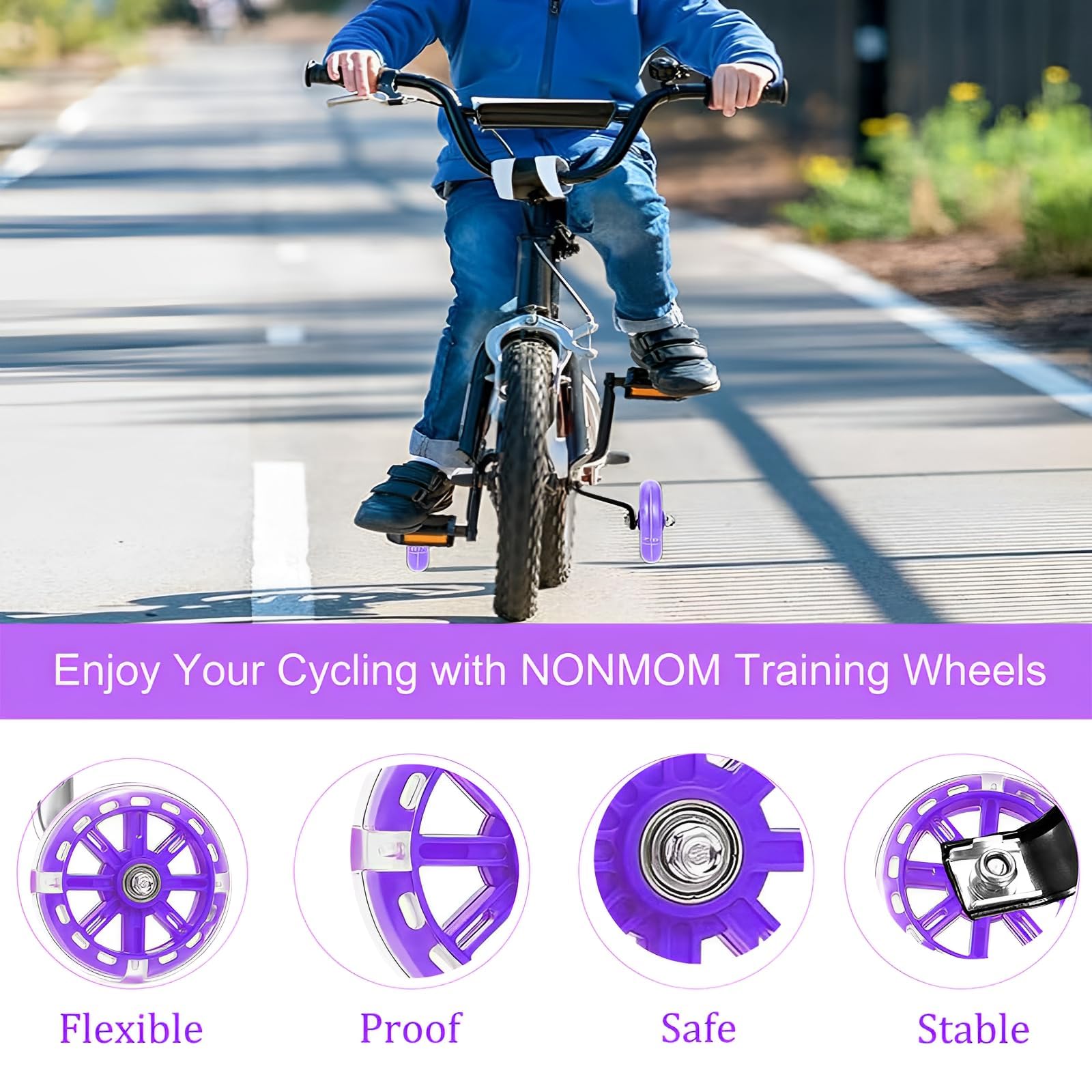 1 Par Ruedas De Entrenamiento Infantil De Bicicleta,Ruedines Bicicleta Infantil Universal Estabilizadoras, para 12 14 16 18 20 Pulgadas, Negro,Estabilizador de Bicicletas para Adultos