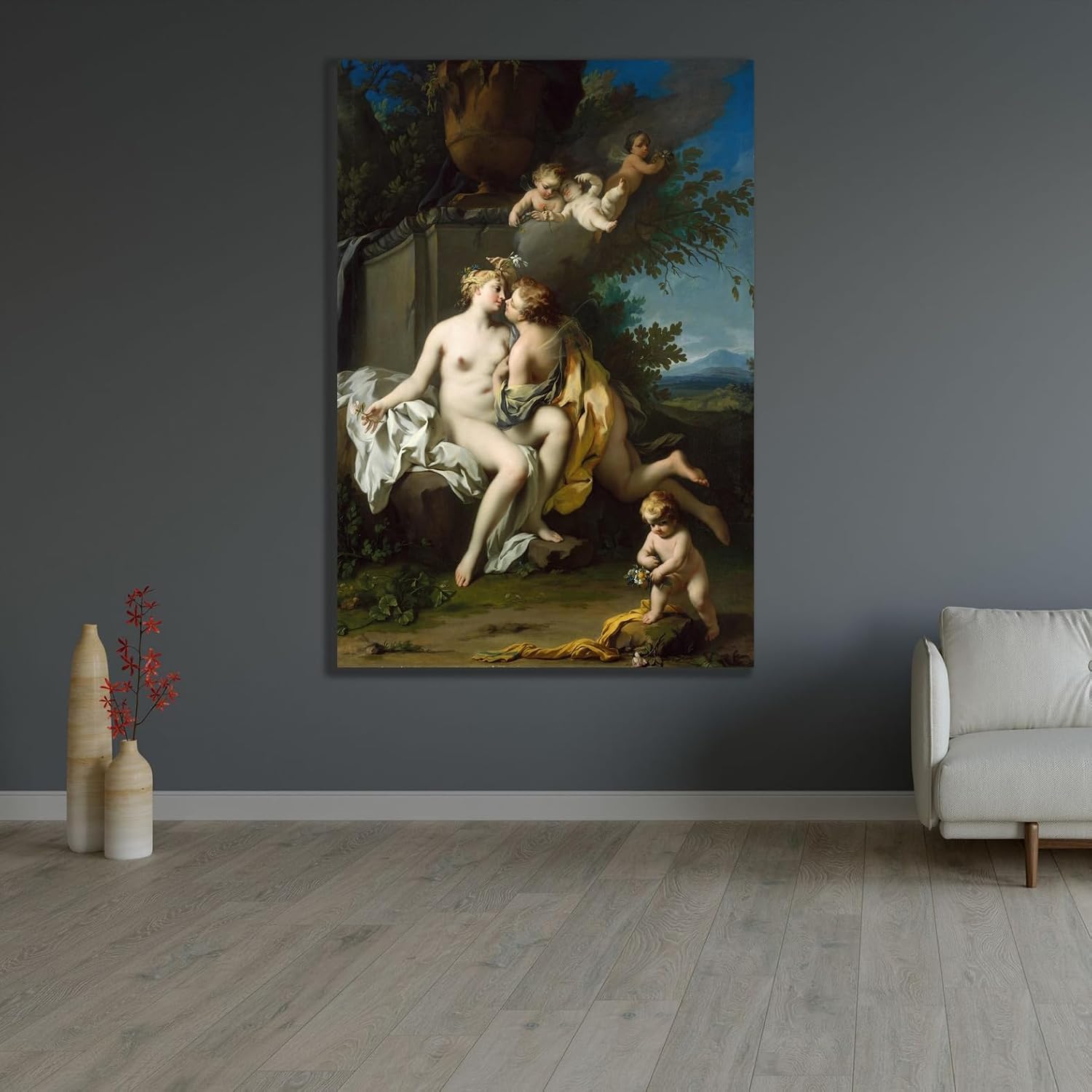 ArtDirect Flora and Zephyr (1730s) Custom Framed Art Print Giclee Print or Canvas Options with Various Sizes and Customization by Jacopo Amigoni