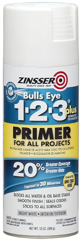 Zinsser 272479 Bulls Eye 1-2-3 Plus Spray Primer, 13 oz, White 13 Ounce (Pack of 1) White