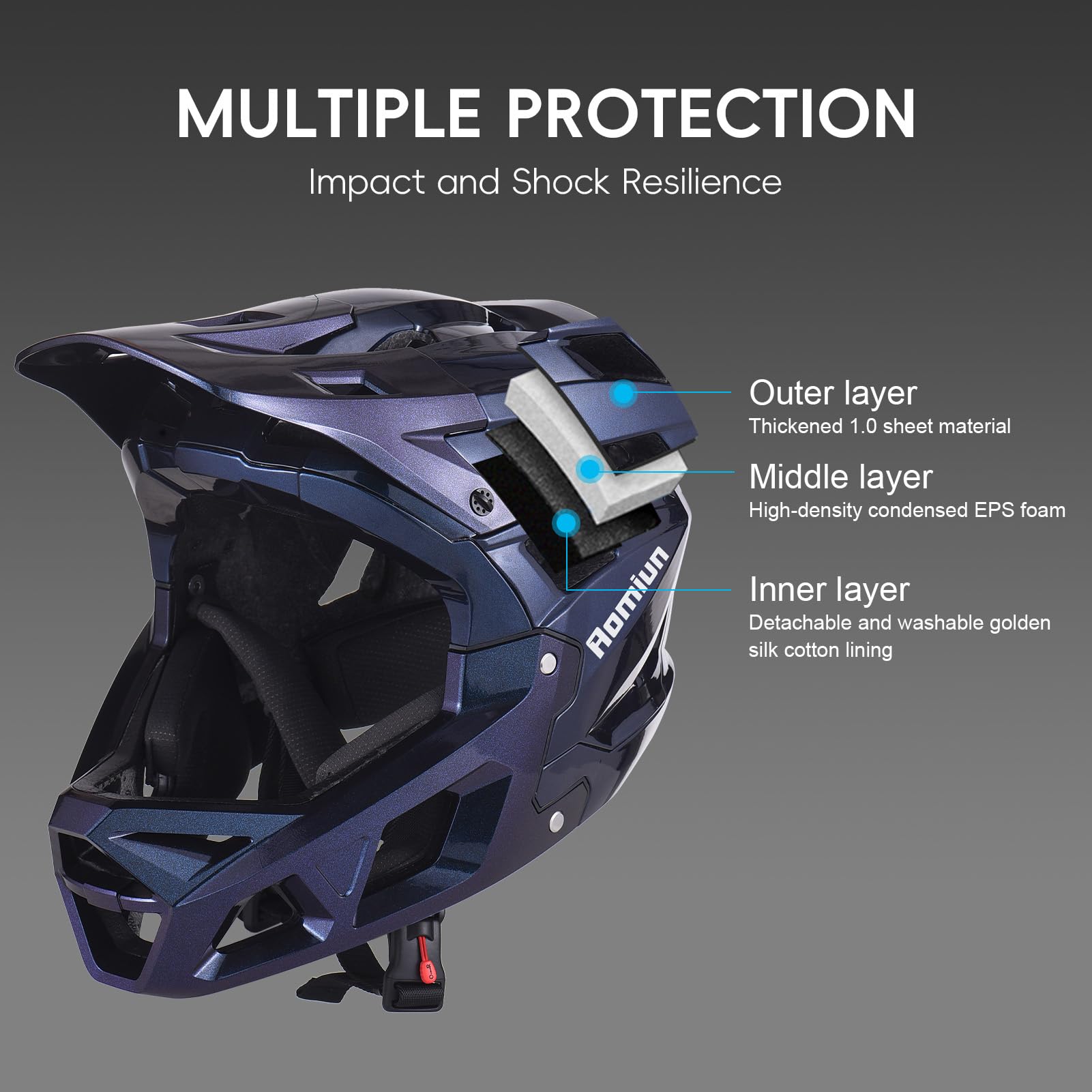 Amazon.com : Aomiun Adult Bike Helmet, Full Face Mountain Bike Helmet Adjustable Lightweight Cycling Helmets with Detachable Visor & Chin Guard, Comfort Downhill Helmets for Men Women : Sports & Outdoors