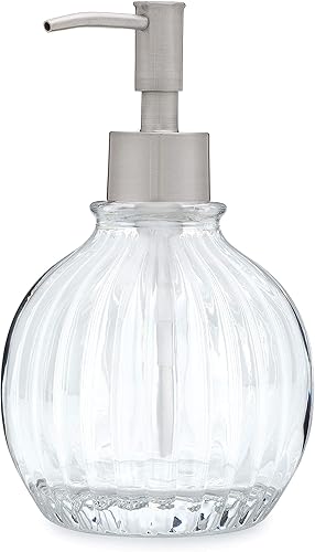 Miniatura 10 de Rail19 Greyson Globe - Dispensador de jabón de vidrio con bomba de metal, jabón líquido recargable de manos para baño y cocina, 12 onzas (cromo cali)
