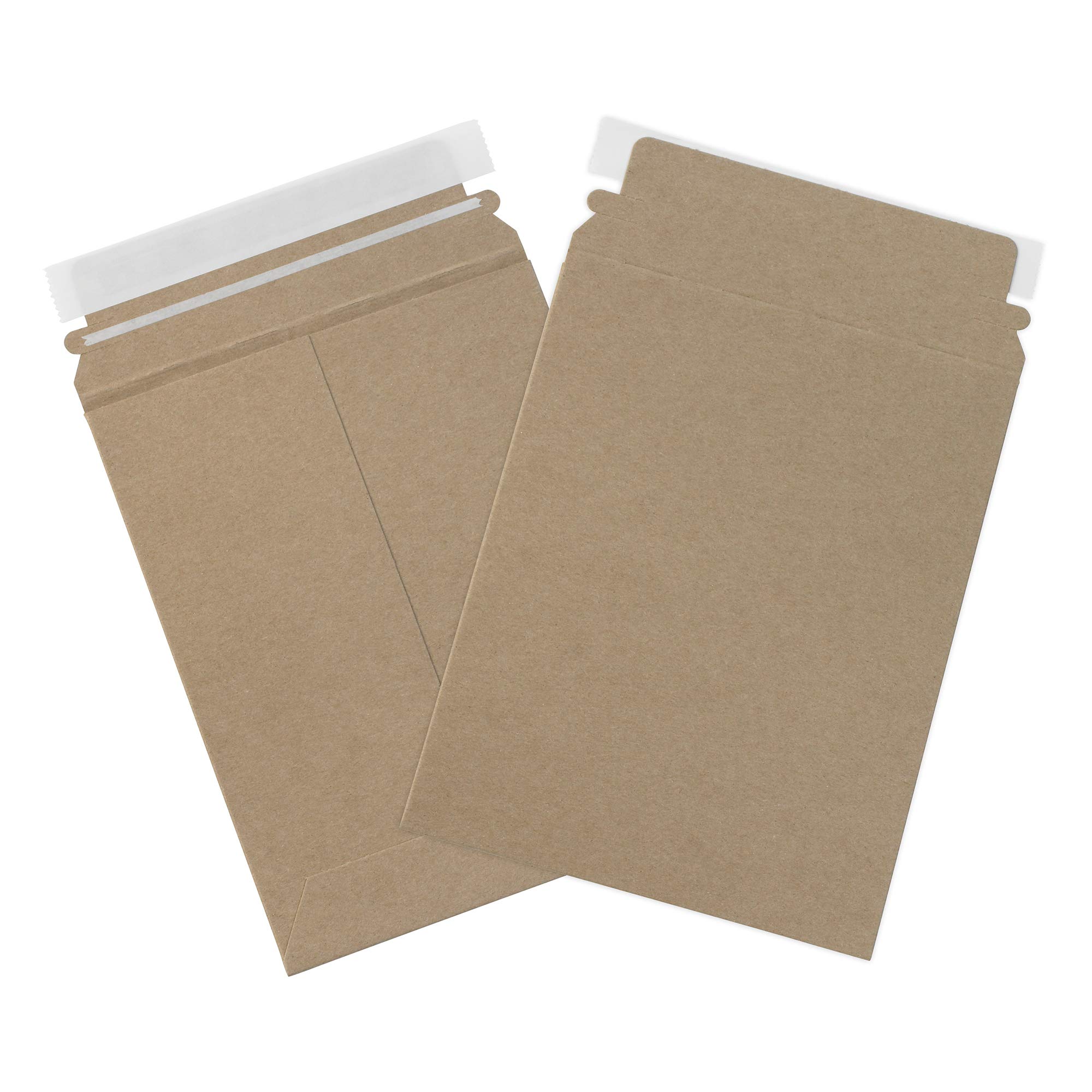Aviditi 7 x 9" Stayflats Brand Rigid Flat Mailers, Kraft (Pack of 100) Photo Document Mailers, Peel & Seal Closure, Tear Strip Easy Opening.