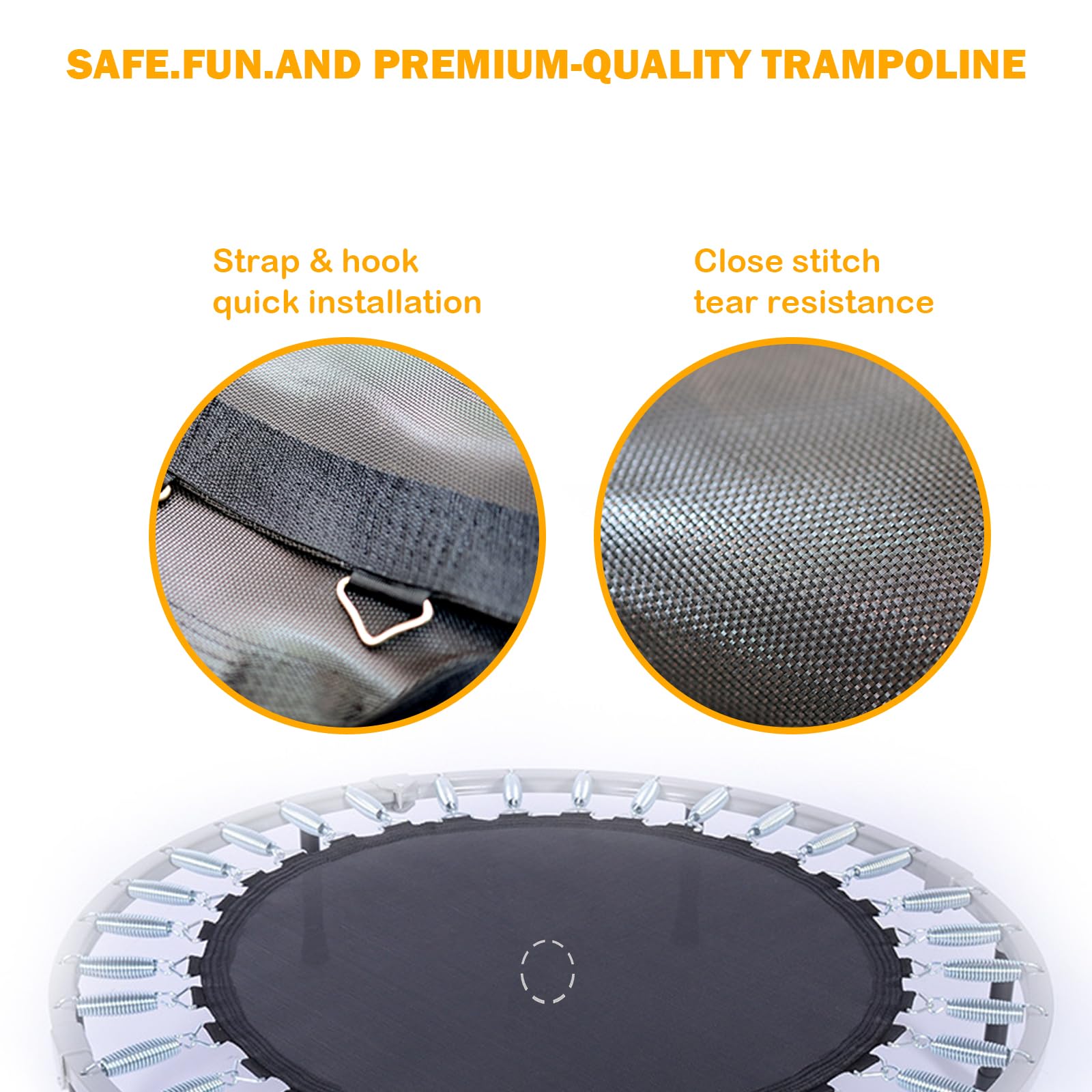 Trampoline Mat, Fits 14 FT Frame, with 72 V-Rings Fits 5.5 inch, Replacement Jumping Mat, Reinforce, UV-Resistant, with Spring Hook and Gloves, Not Include Spring