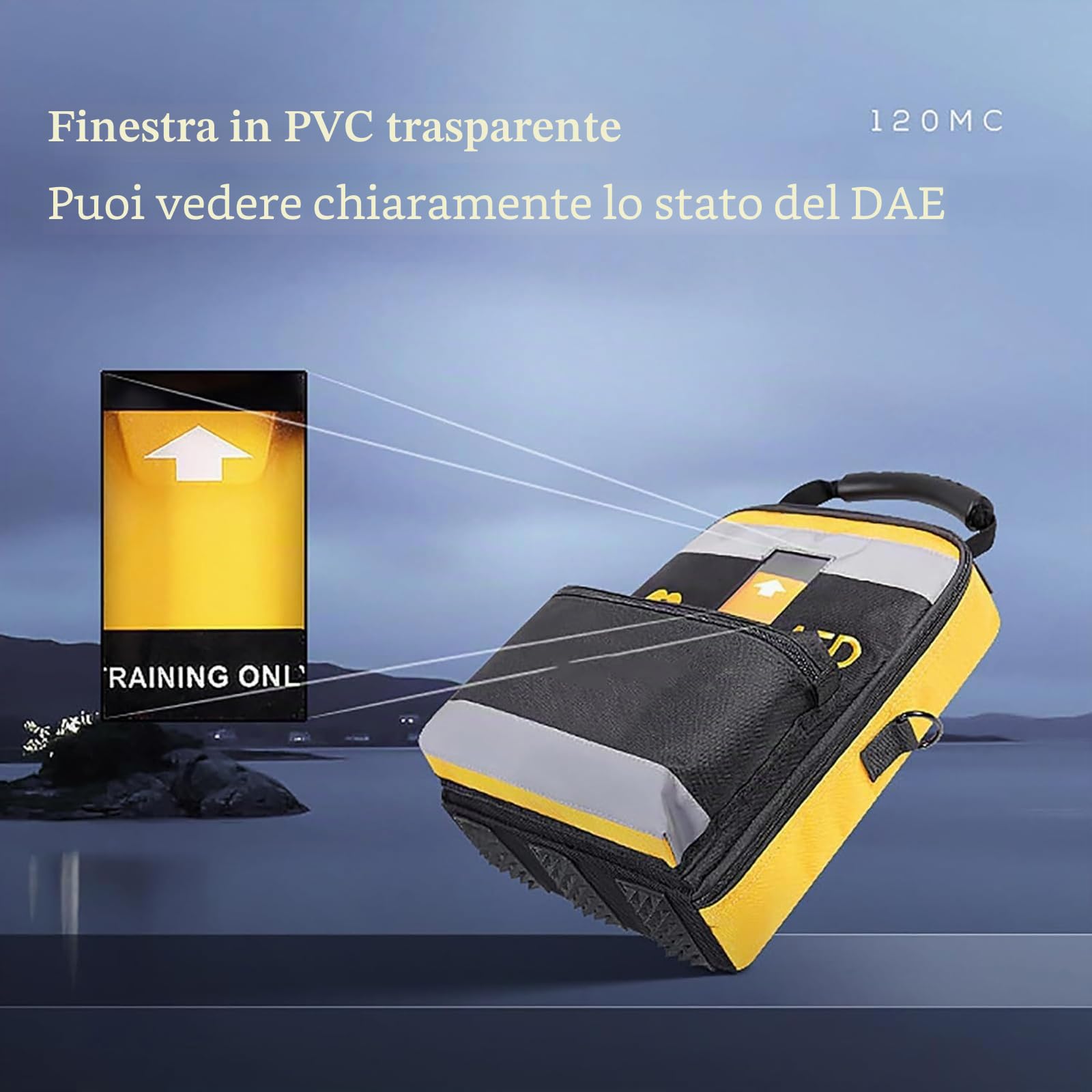 Borsa Porta Defibrillatore AED, Portatile con Spallacci Regolabili e Strisce Riflettenti per Uso Domestico, Ufficio, Ospedale e Pubblico