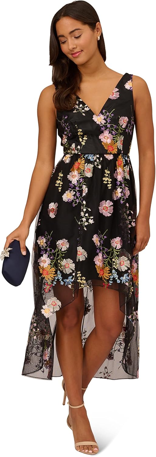 Adrianna Papell Womens Embroidered High Low Dress - Image 4