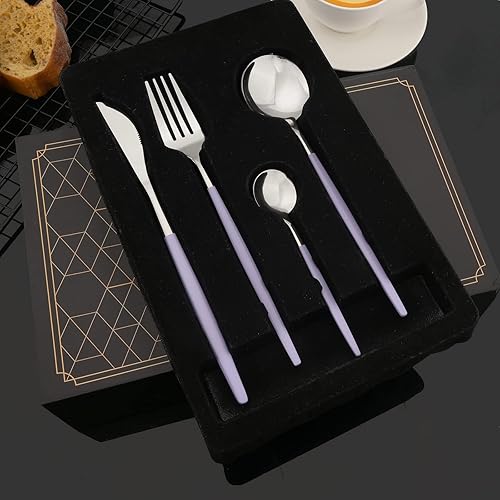 Miniatura 83 de JASHII Juego de cubiertos de 24 piezas con caja de regalo, juego de cubiertos de acero inoxidable para 6, regalo de inauguración de la casa, mango