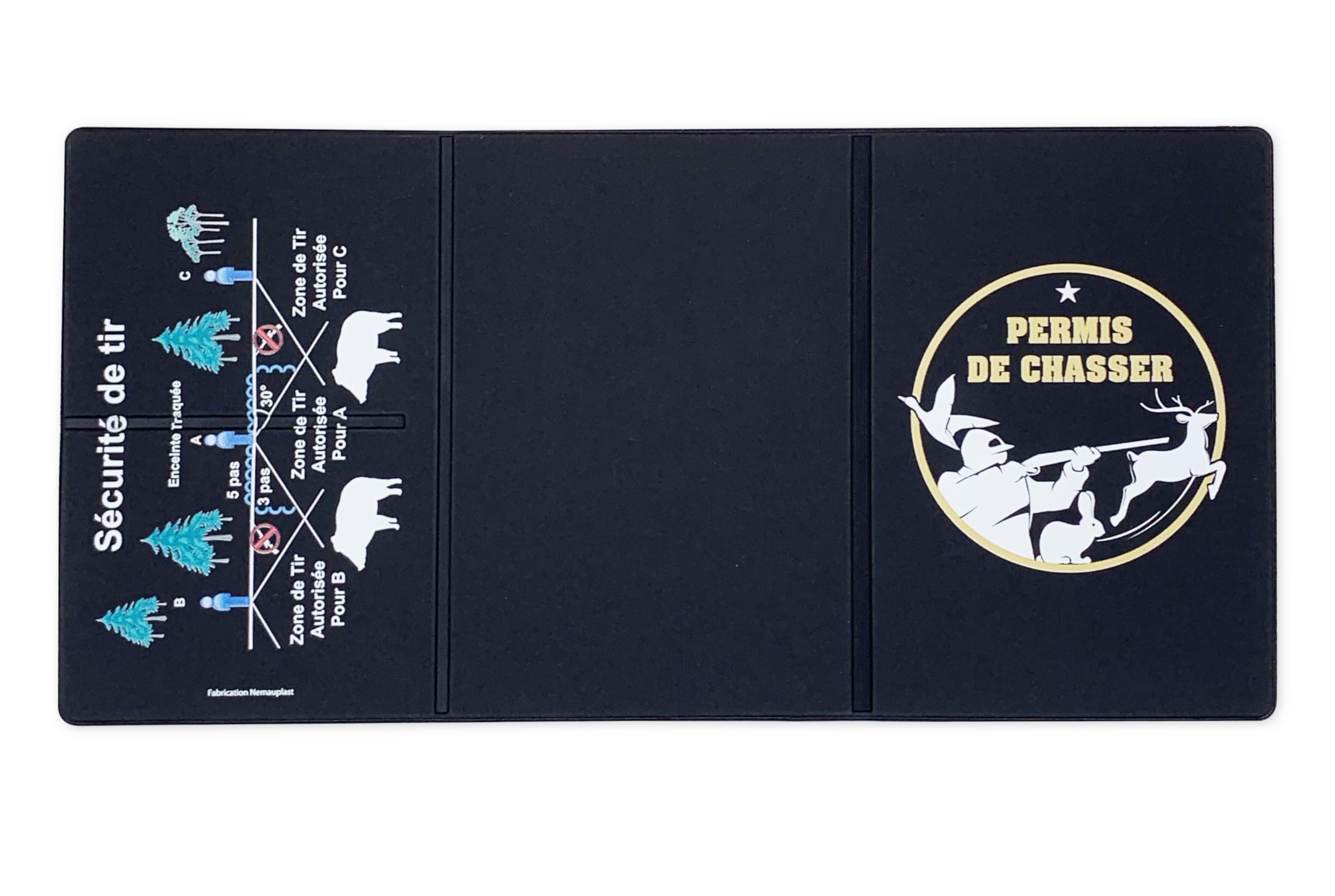 nemau - Porta permesso di cacciare 3 persiane - Gomma espansa - Made in France - Custodia protettiva Document Caccia - Compatibile con carte e assicurazione cacciatore - Modello selvaggine e cervidi