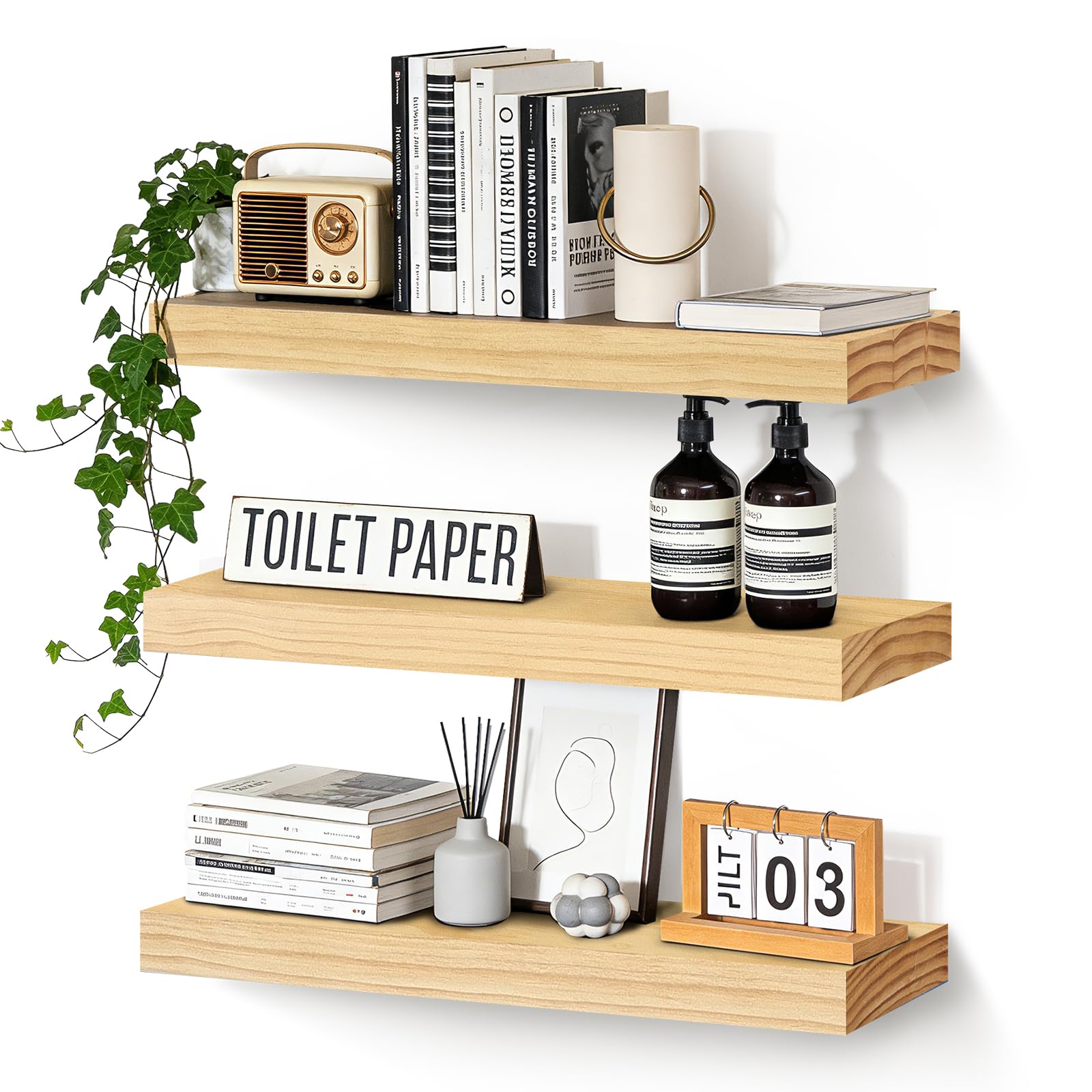 Photo 1 of ABSWHLM Solid Wood Floating Wall Shelf Set - 3 Pack