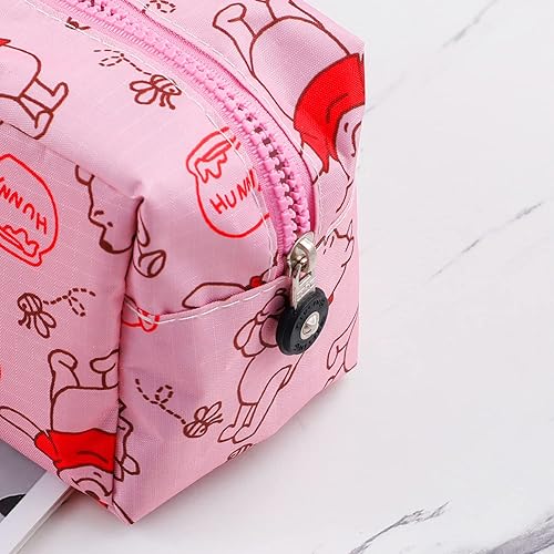 Miniatura 6 de Bolsa de maquillaje de gatito de dibujos animados con cepillo de maquillaje, estuche de cosméticos de puntada de felpa, 8 piezas, bolsa de capacidad