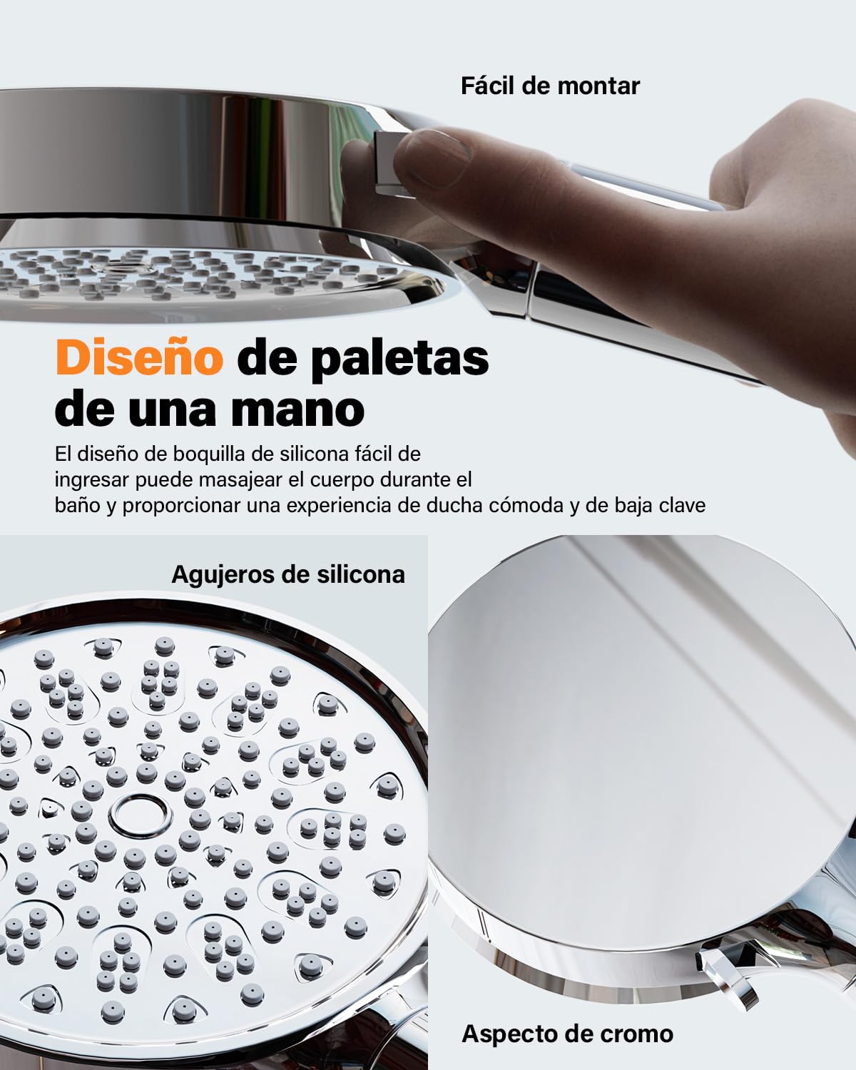 Cobbe Alcachofa de Ducha con Filtro de 20 Pasos, Filtro Cabezal de Ducha con Manguera de 1.5M, Alcachofa Ducha Antical 6 Modos de Rociado Cabezal de Ducha de Alta Presión (Cromado)