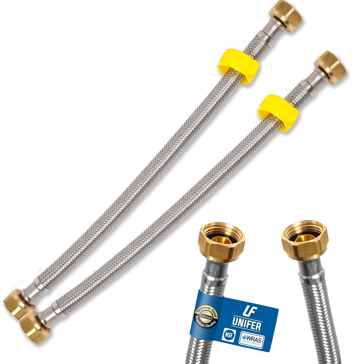 Unifer Flexible Tap Connector 1/2" BSP Female-to-Female 300mm Hose, 2 Pack โ image 1