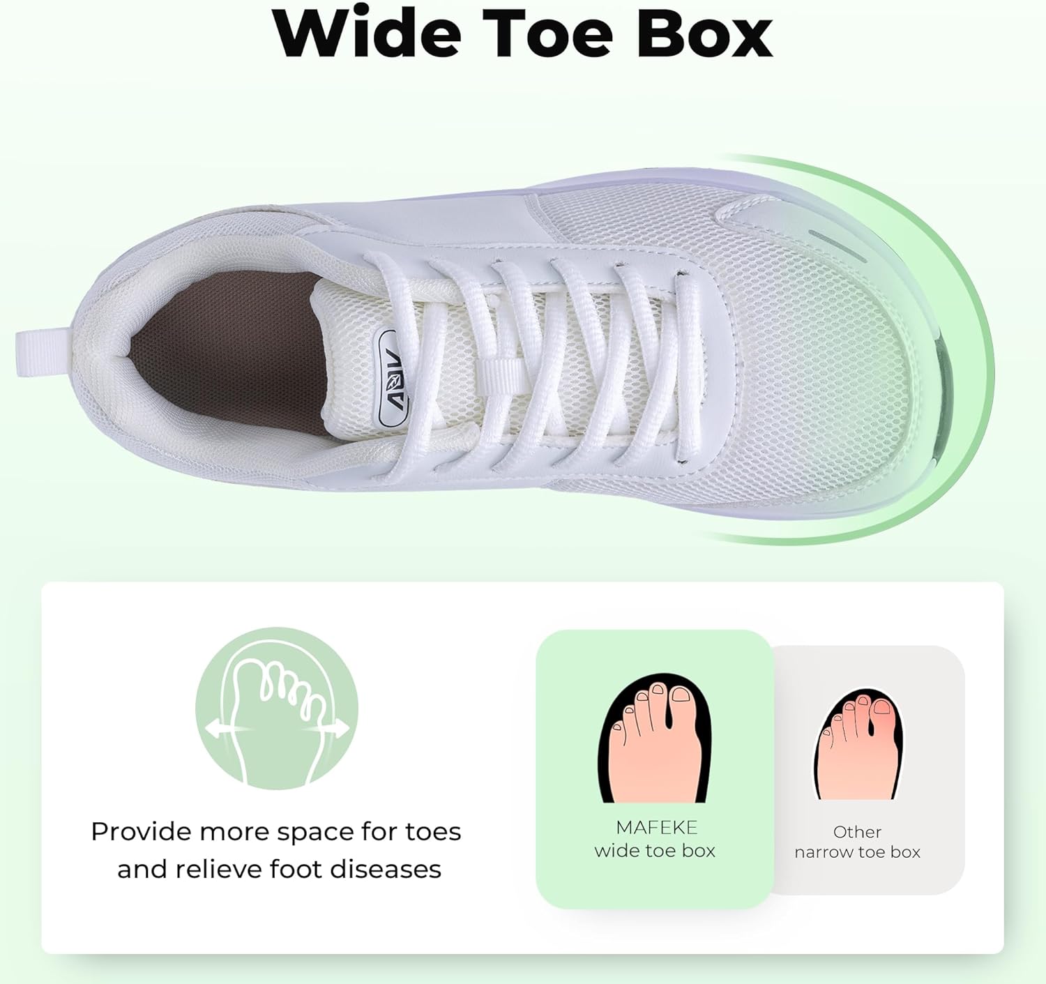 MAFEKE Womens Wide Toe Box Walking Shoes Arch Support Orthotic Shoes Tennis Gym Fashion Sneakers for Swelling Bunion Plantar Fasciitis US 6-11