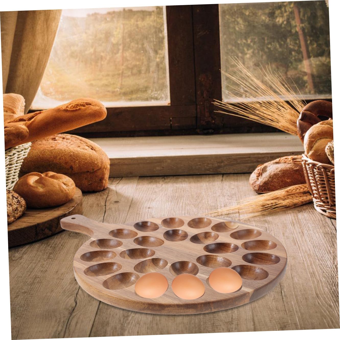 Easter Egg Holder Tray Wooden Deviled Egg Platter Chicken Holder Wooden Storage Crafted from Wood