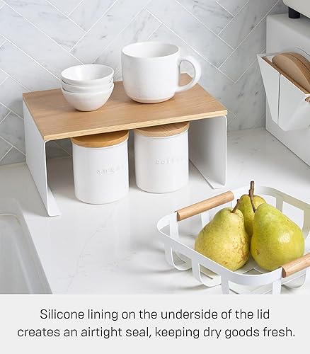 Miniatura 3 de Yamazaki Home Tosca - Recipiente de cerámica para alimentos secos, organizador de contenedores de cocina, color blanco