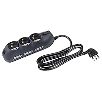 BTICINO Ciabatta Multipresa Elettrica Slot 9 Posti, 3 Polivalenti Schuko 10, 16A + 6 Bivalenti 10, 16A, Ciabatta Elettrica con Interruttore e Cavo 1,5m Spina 10A, Robusta Salvaspazio Flessibile, Nero
