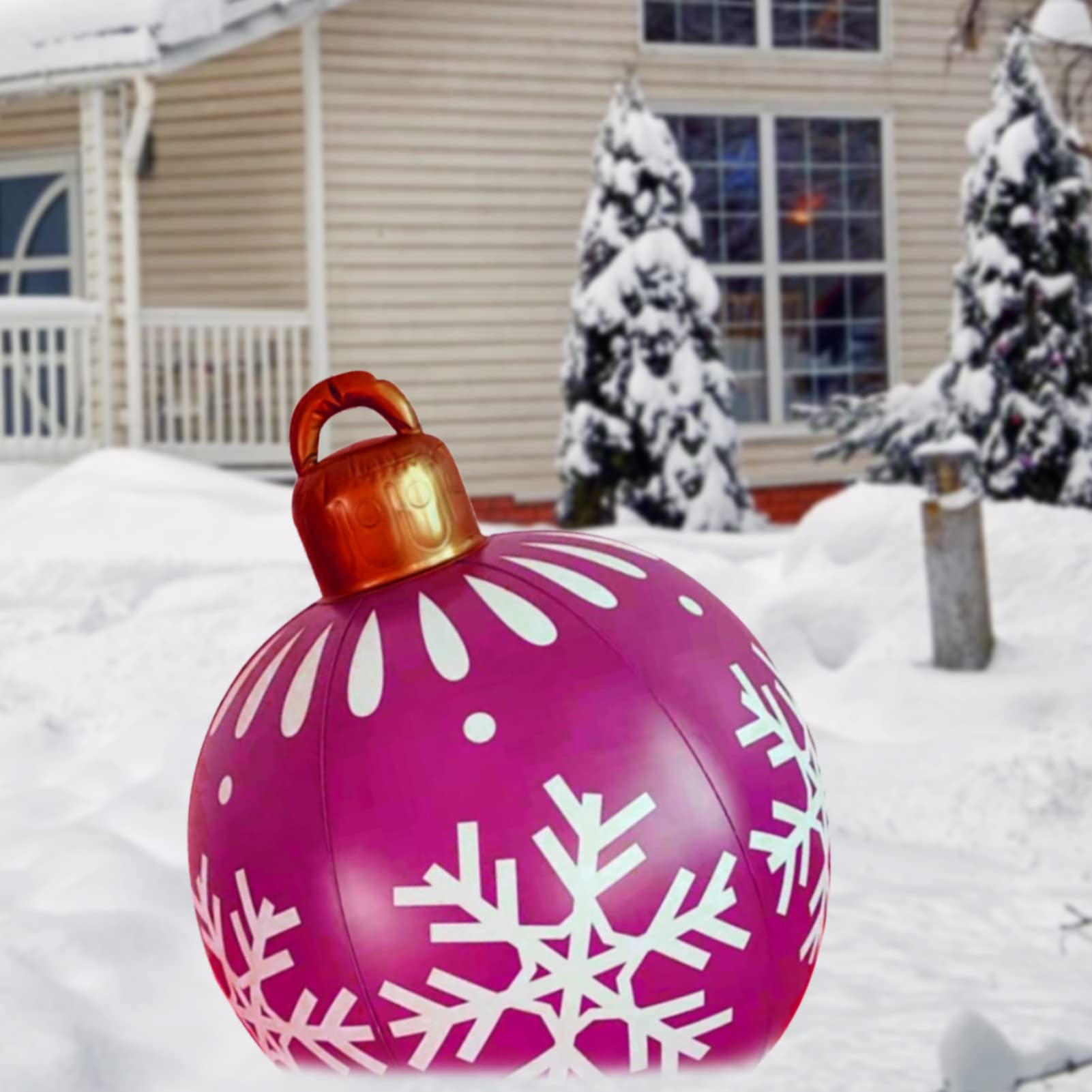 HLJS Giant Inflatable Christmas Baubles 60cm Christmas PVC Inflatable Decorated Ball, Christmas Ornaments Inflatable Xmas Balls Blow Up Balls Decorations for Yard Art Garden Home Patio Decor (C)