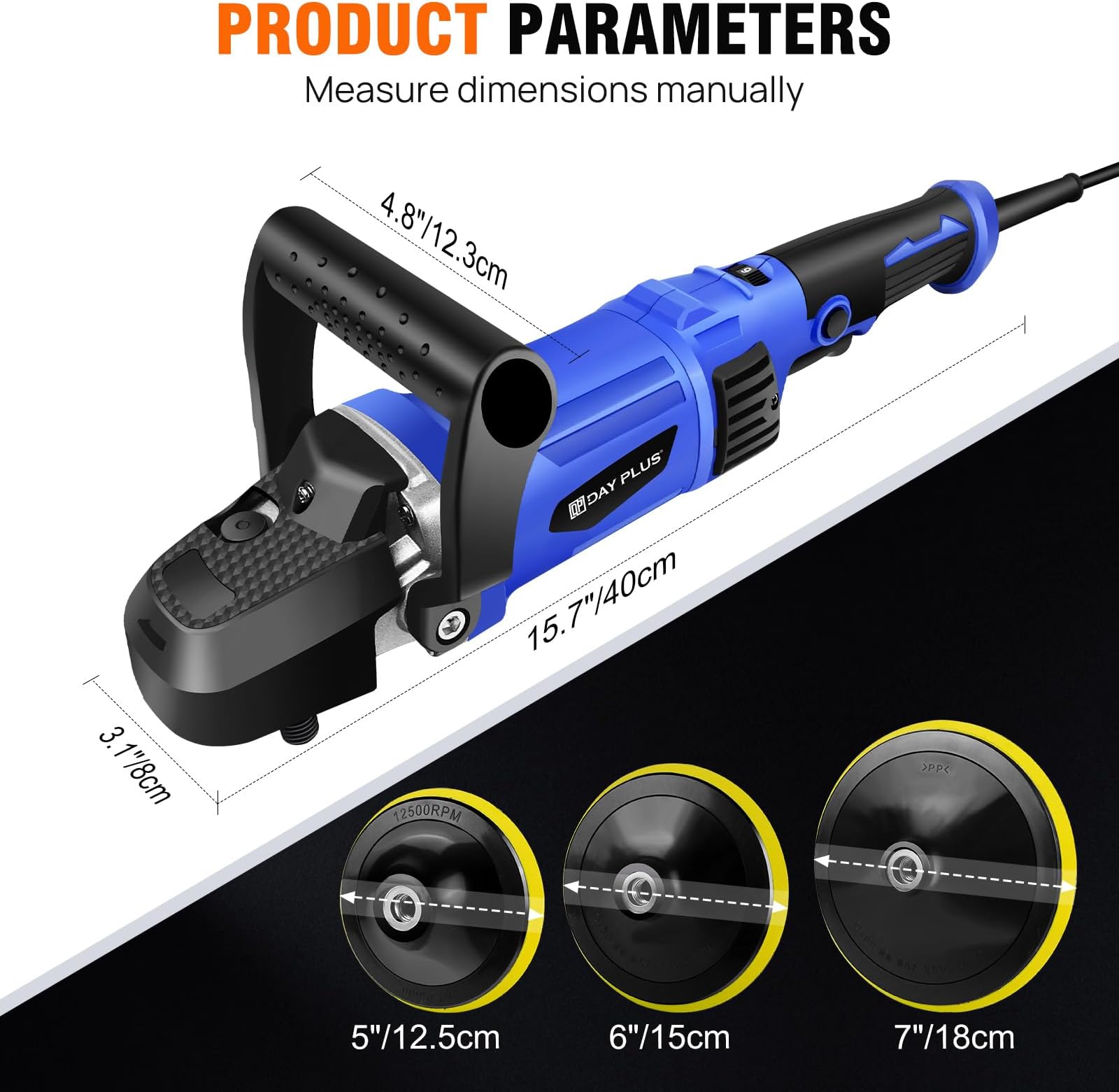 Banas Professional 6-Speed 800-3500r/min Car Polishing Machine - 150mm-180mm Discs, 1400W Rotary Polisher, RO Car Polisher for Cars/Motorcycles/Bikes/Boats/Furniture/Piano/Floor/Glass/Sofa etc.