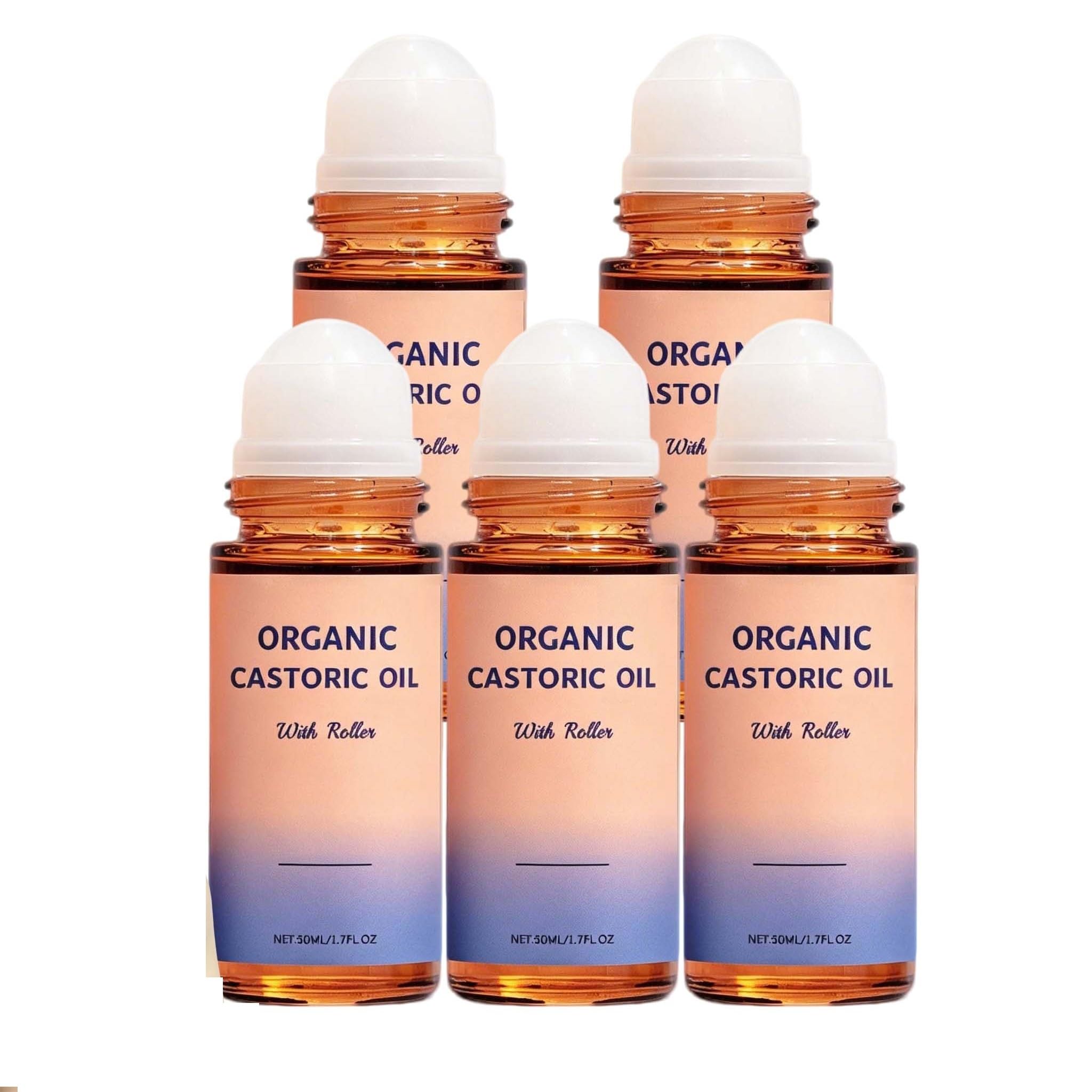 Bio-olej rycynowy z wałkiem z różowego kwarcu, kojący roll-on, 100% czysty, tłoczony na zimno olej, nietłusta, odświeżająca tekstura, nawilża skórę, włosy, delikatna pielęgnacja twarzy i ciała (PCS5)