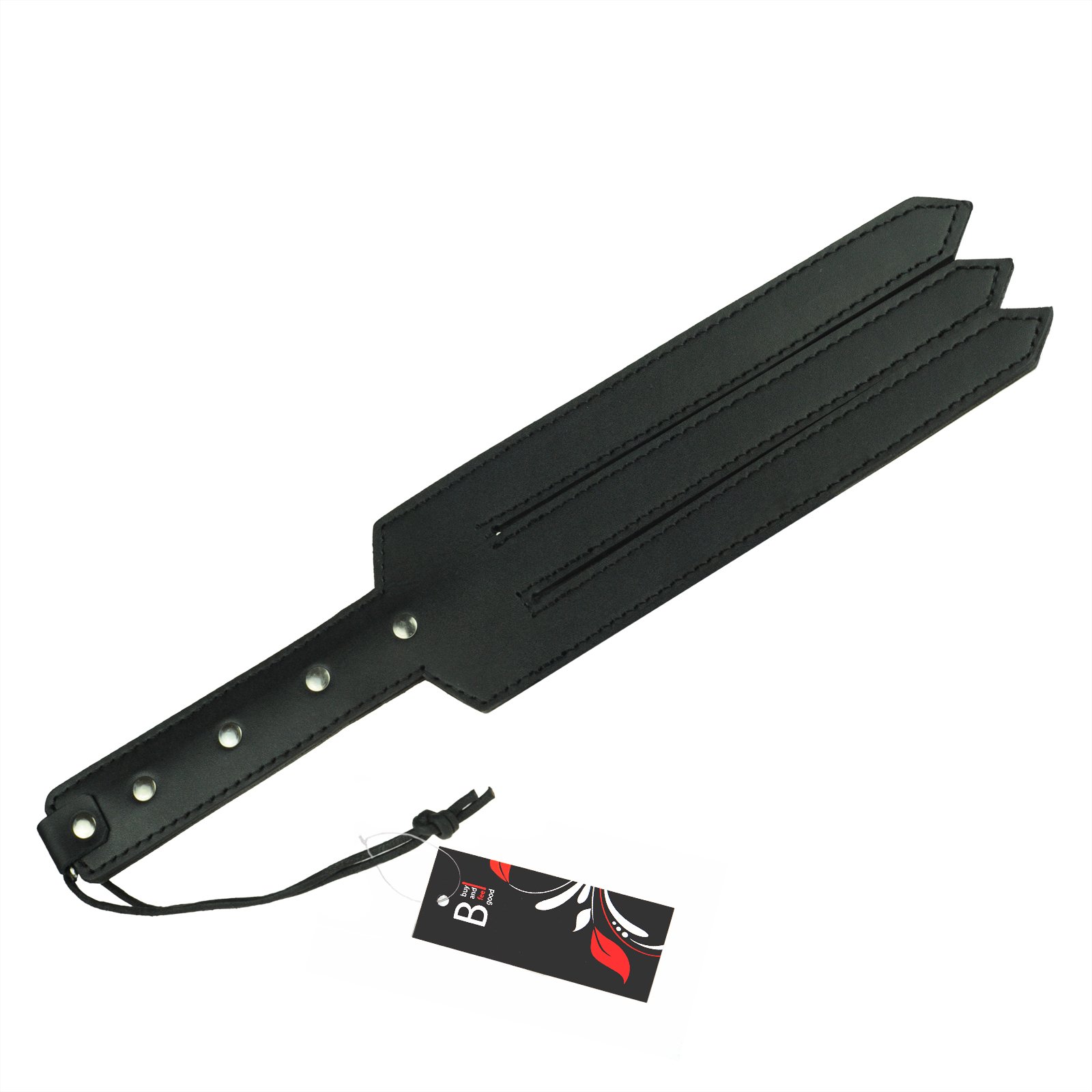 AZOTADOR DE CUERO HECHO A MANO"TRIDENTE" con punta dividida en tres - 100% piel de vaca/Azotador erótico, pala, látigo para SM, BDSM y bondage